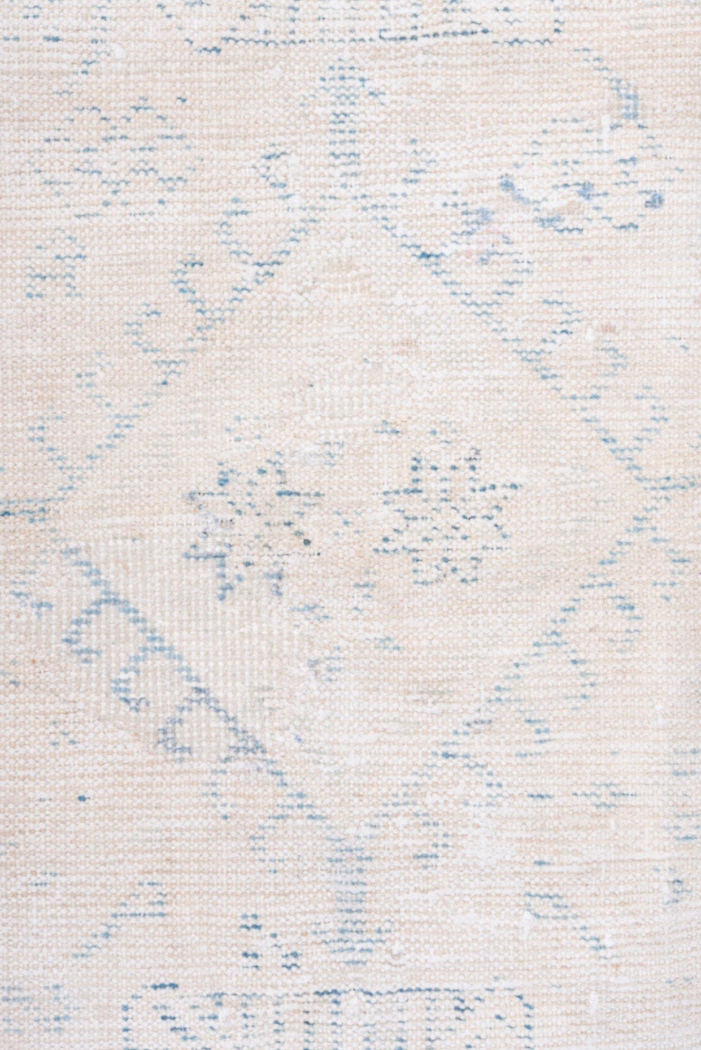 4' x 6' one-of-a-kind handmade antique Veece small size rug. Color palette: ivory, pale blue, cream, light blue