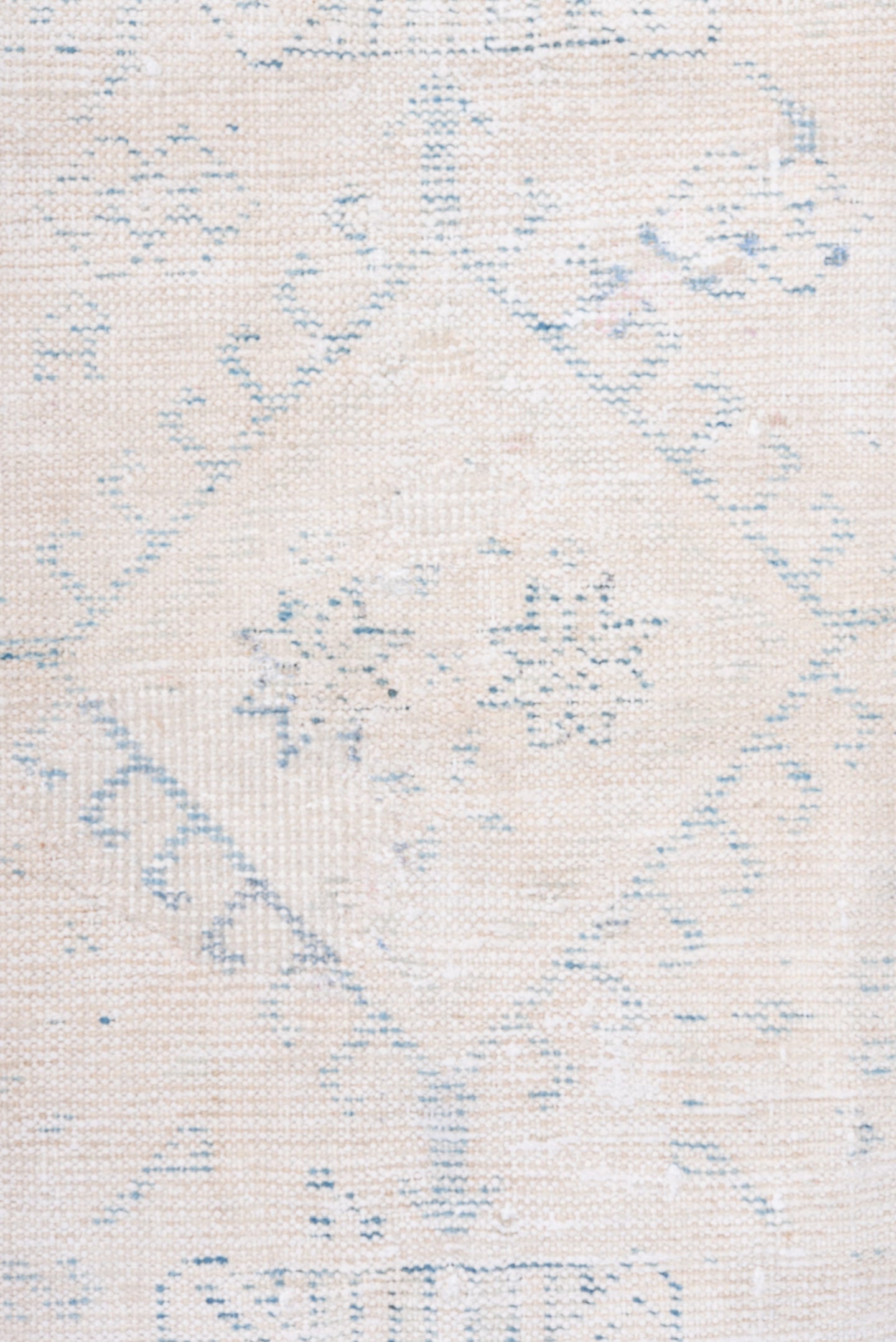 4' x 6' one-of-a-kind handmade antique Veece small size rug. Color palette: ivory, pale blue, cream, light blue