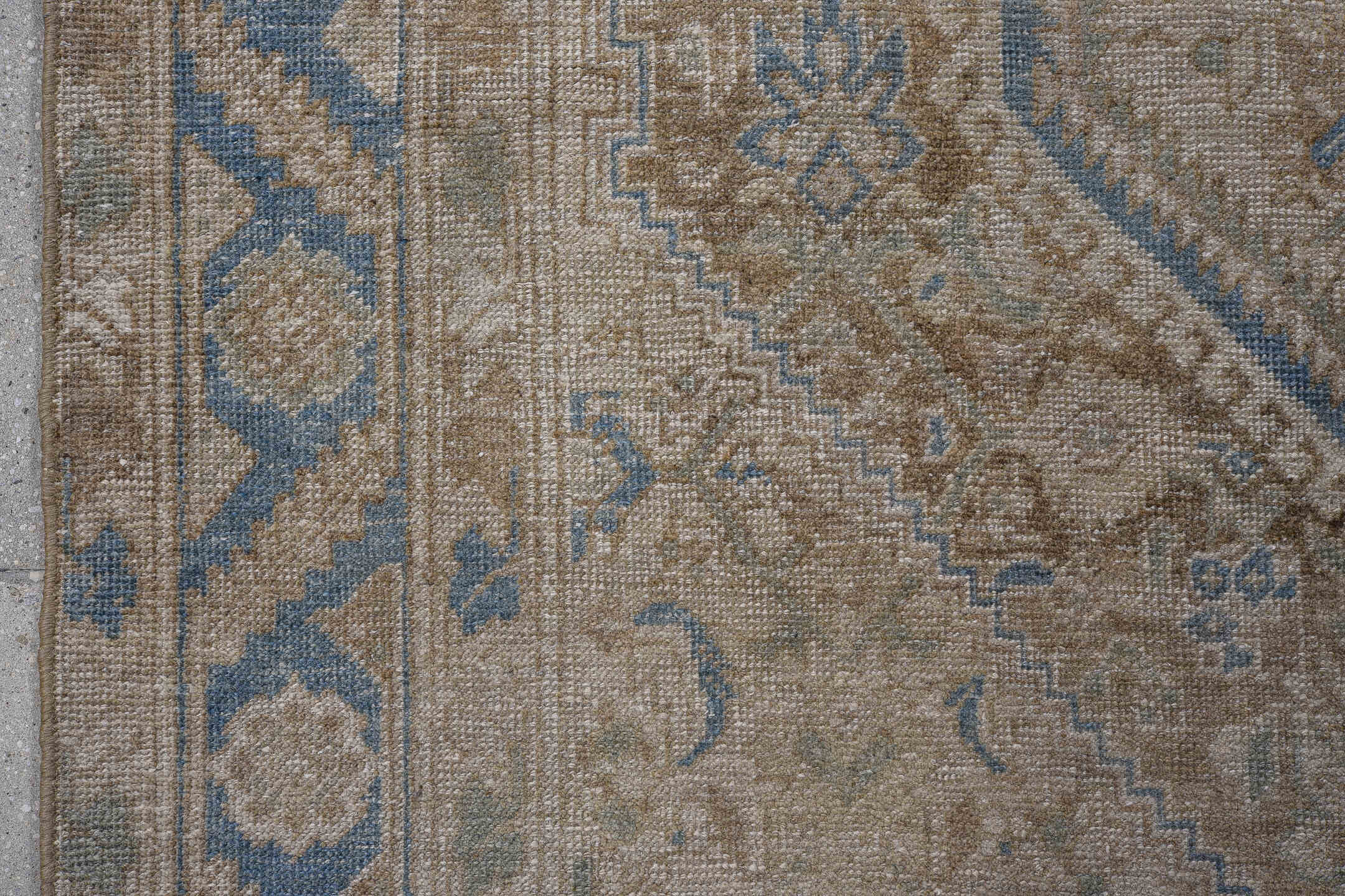 3' x 5' one-of-a-kind handmade antique Bidjar small size rug. Color palette: ivory, taupe, blue, beige, camel, slate, gray