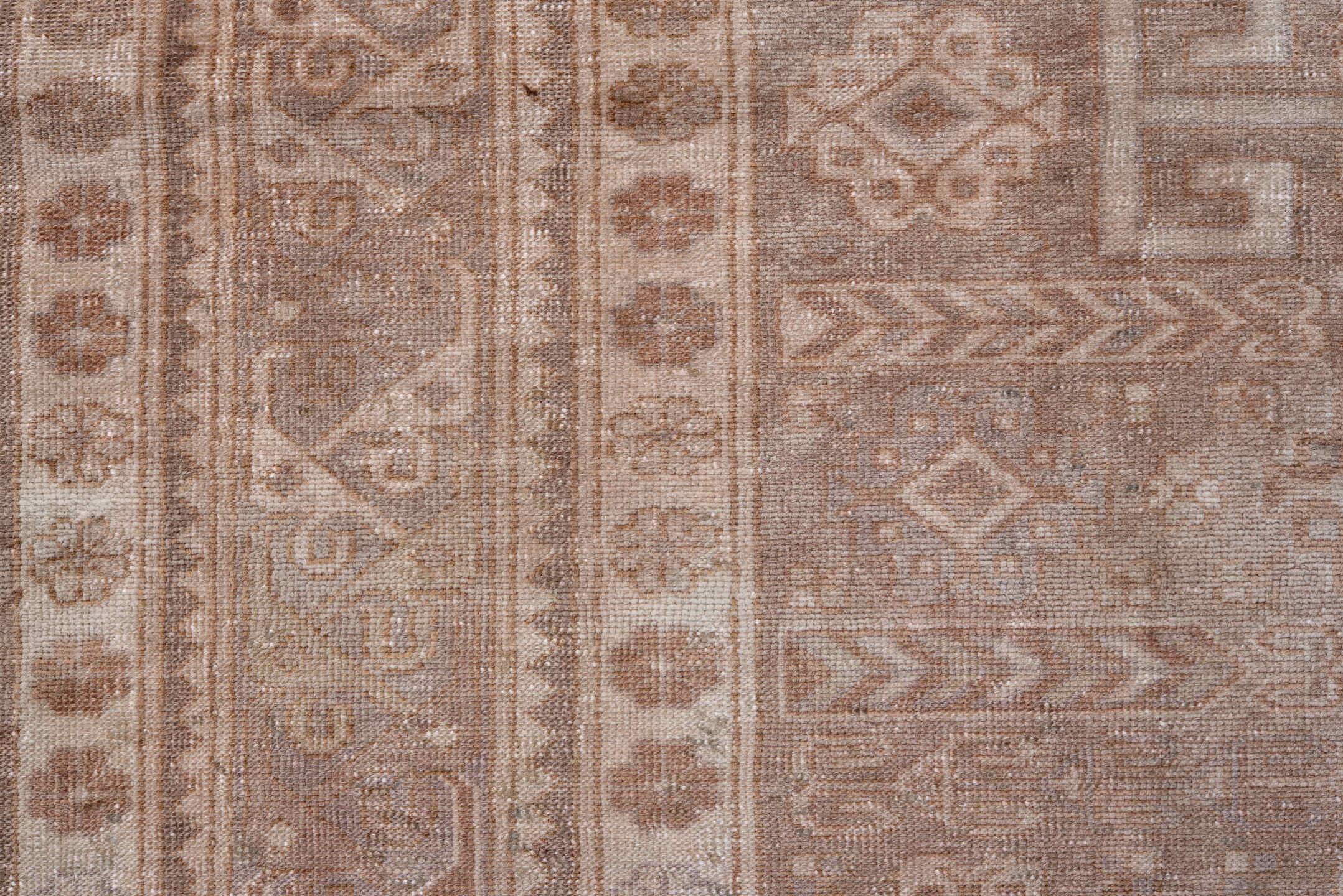 5' x 7' one-of-a-kind handmade antique Sivas rug. Color palette: blush, taupe, ivory, rose, beige, pink, gray, red