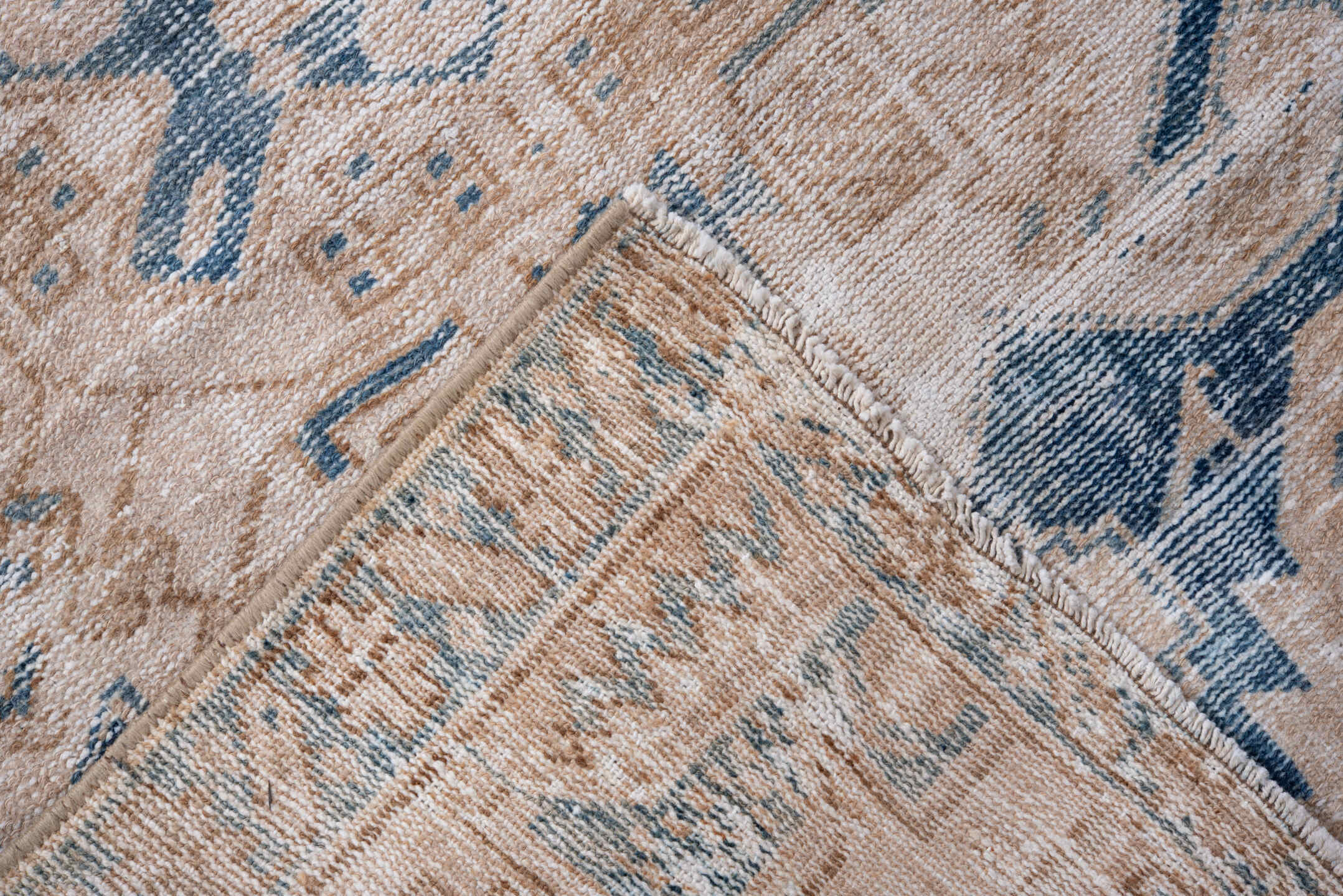 3' x 9' one-of-a-kind handmade vintage Hamadan runner rug. Color palette: ivory, sand, denim_blue, beige, taupe, blue, gray