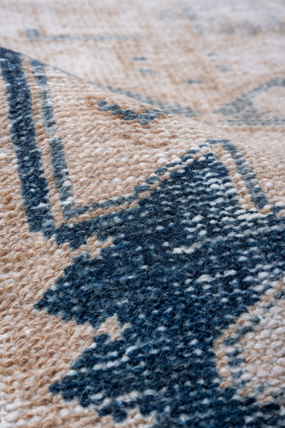 3' x 9' one-of-a-kind handmade vintage Hamadan runner rug. Color palette: ivory, sand, denim_blue, beige, taupe, blue, gray