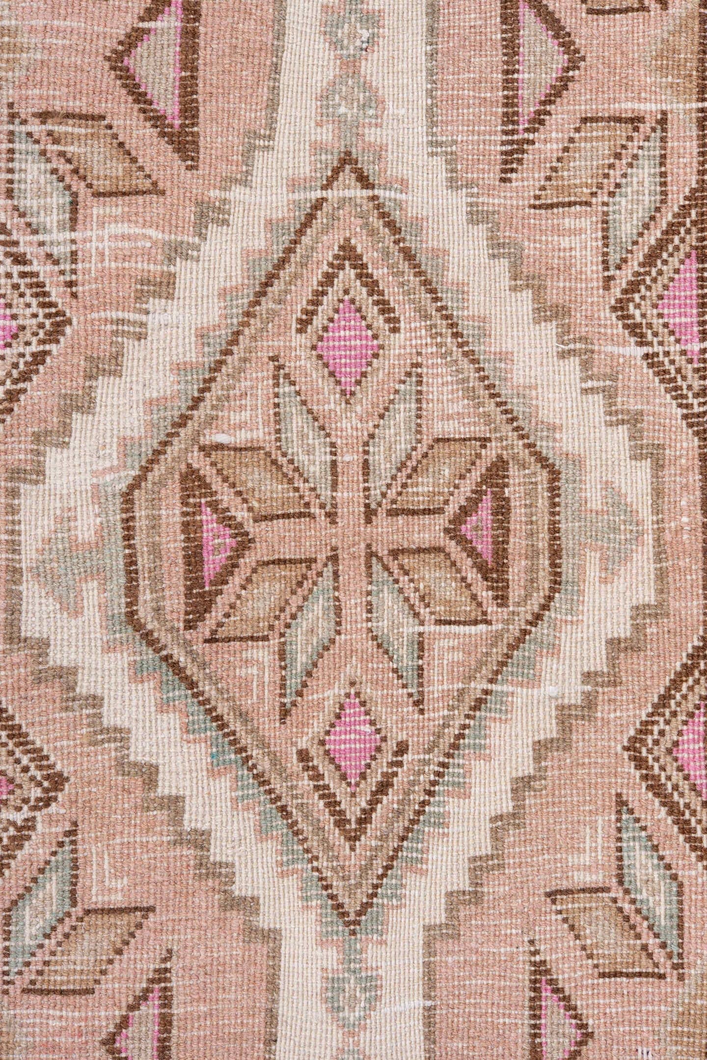 2' x 9' one-of-a-kind handmade antique Sarab runner rug. Color palette: blush, taupe, ivory, brown, rose, camel, pink, beige