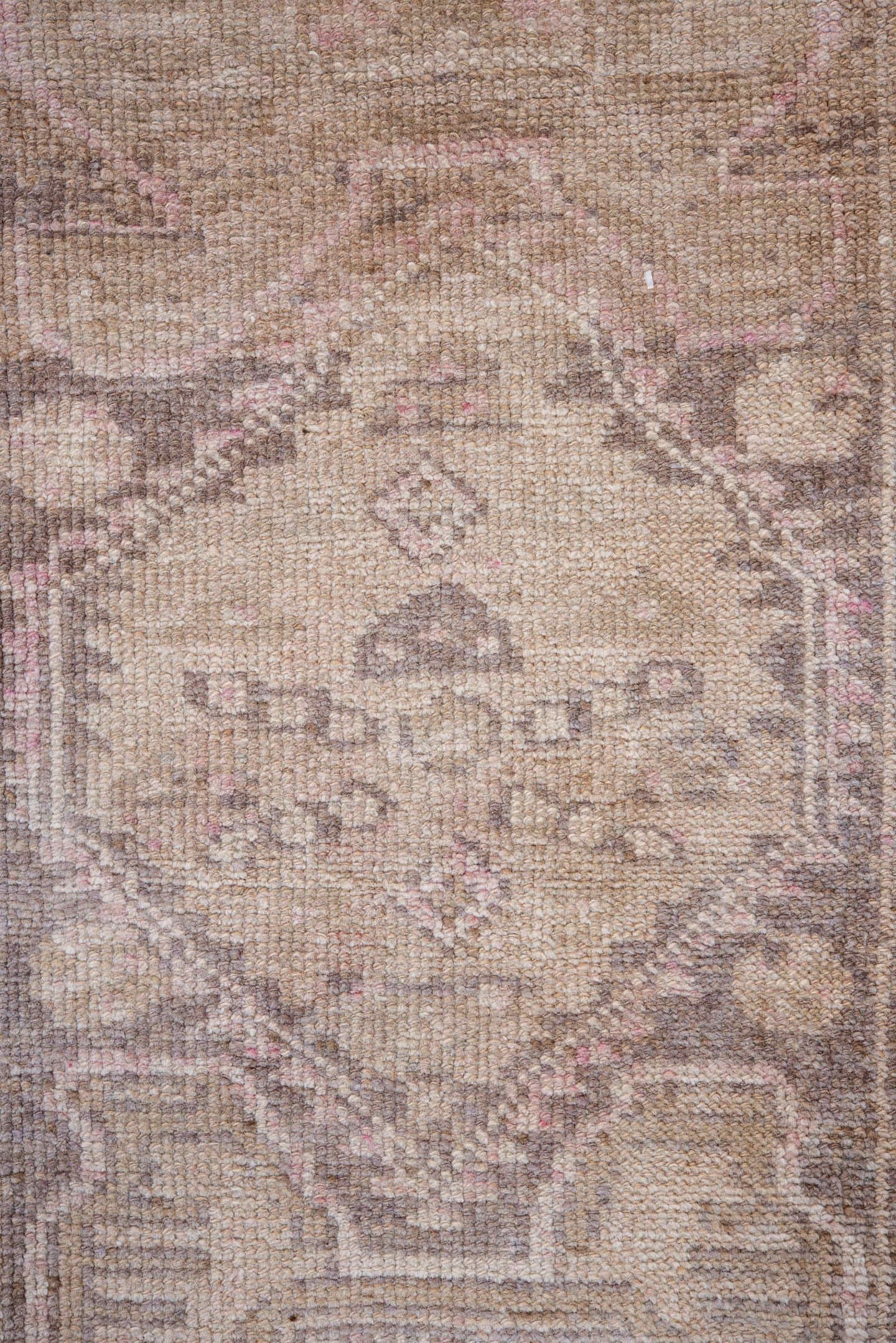 3' x 10' one-of-a-kind handmade vintage Sarab runner rug. Color palette: blush, ivory, taupe, pale blue, beige, sand, camel