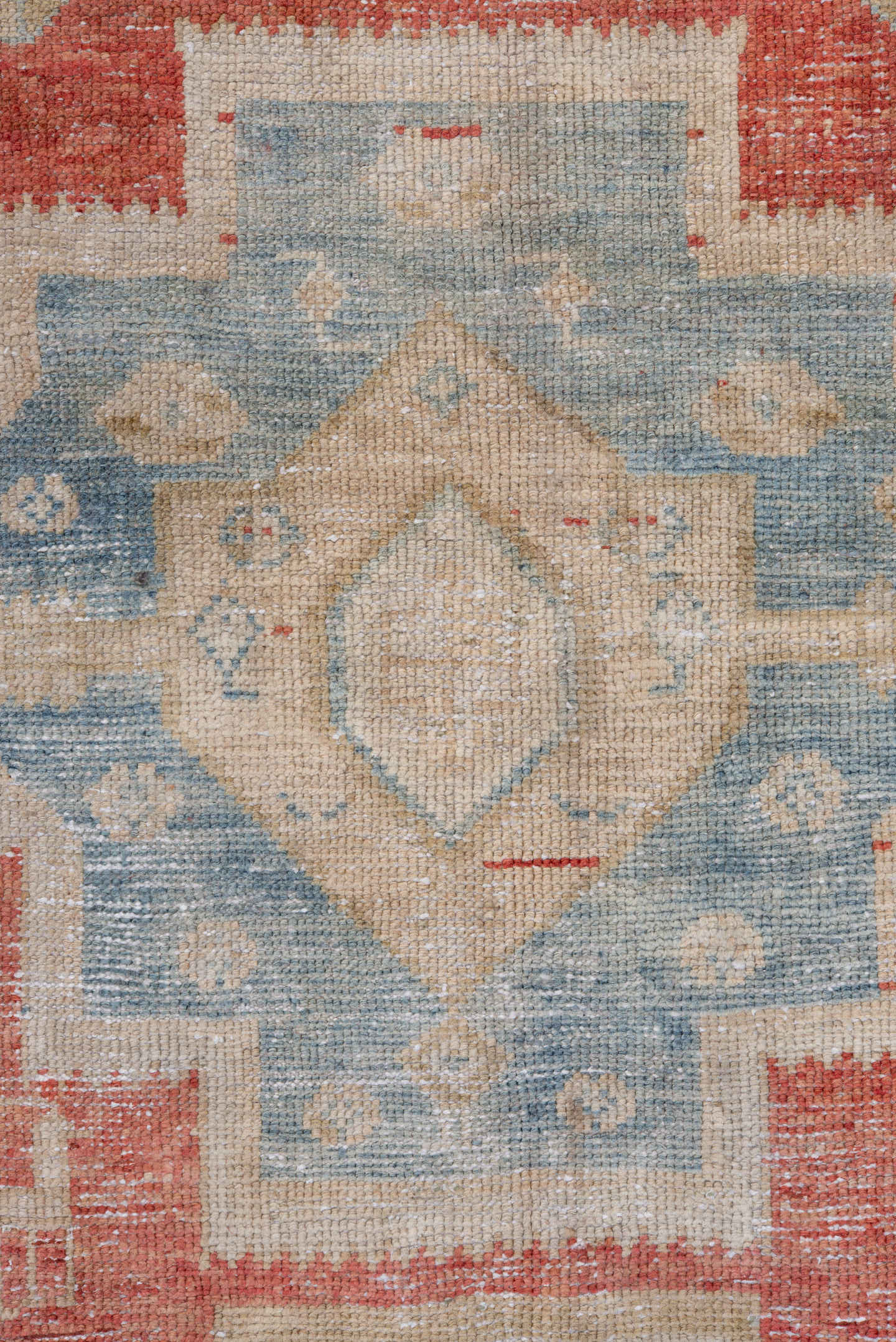 3' x 10' one-of-a-kind handmade antique NW Persian runner rug. Color palette: rust, ivory, pale blue, terracotta, cream