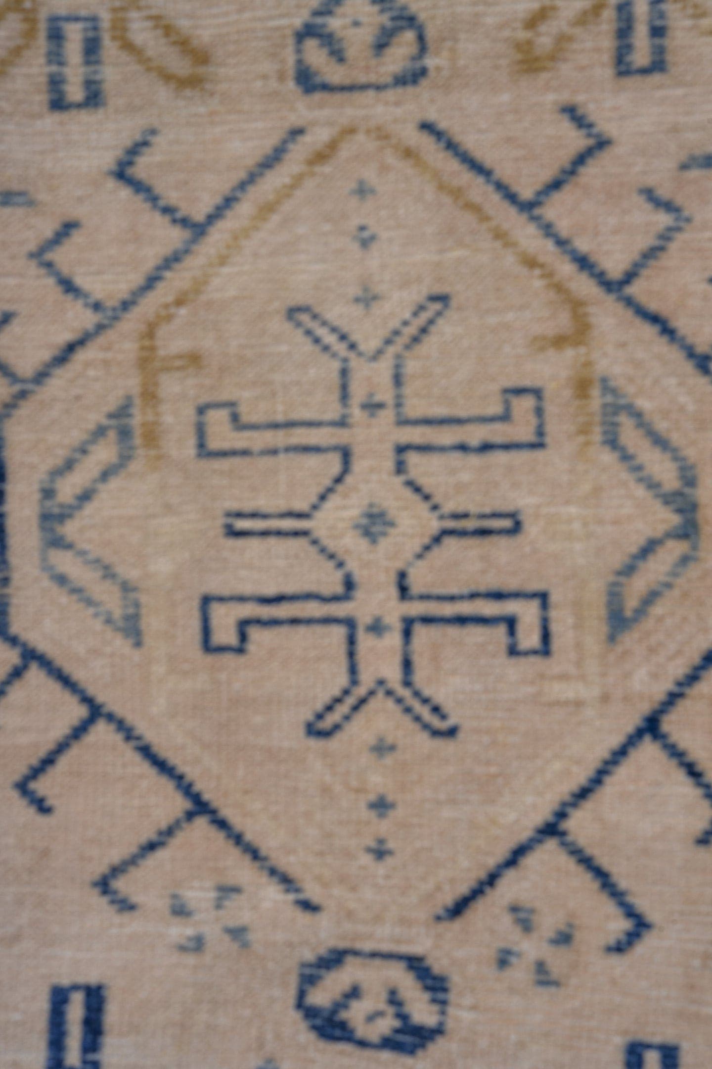 2' x 10' one-of-a-kind handmade antique Heriz runner rug. Color palette: ivory, pale blue, beige, camel, taupe, light blue