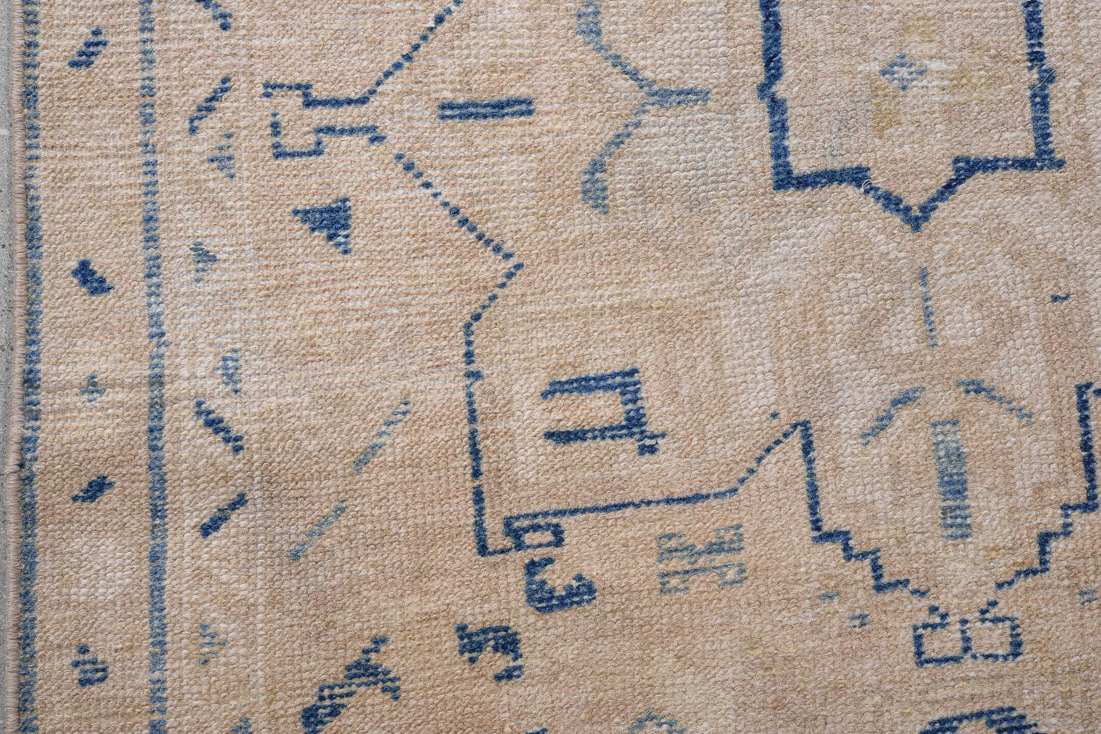 2' x 10' one-of-a-kind handmade antique Heriz runner rug. Color palette: ivory, pale blue, beige, camel, taupe, light blue