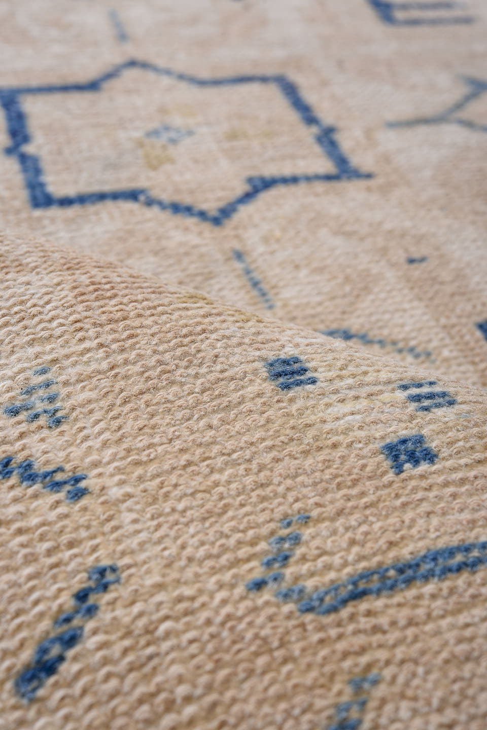 2' x 10' one-of-a-kind handmade antique Heriz runner rug. Color palette: ivory, pale blue, beige, camel, taupe, light blue