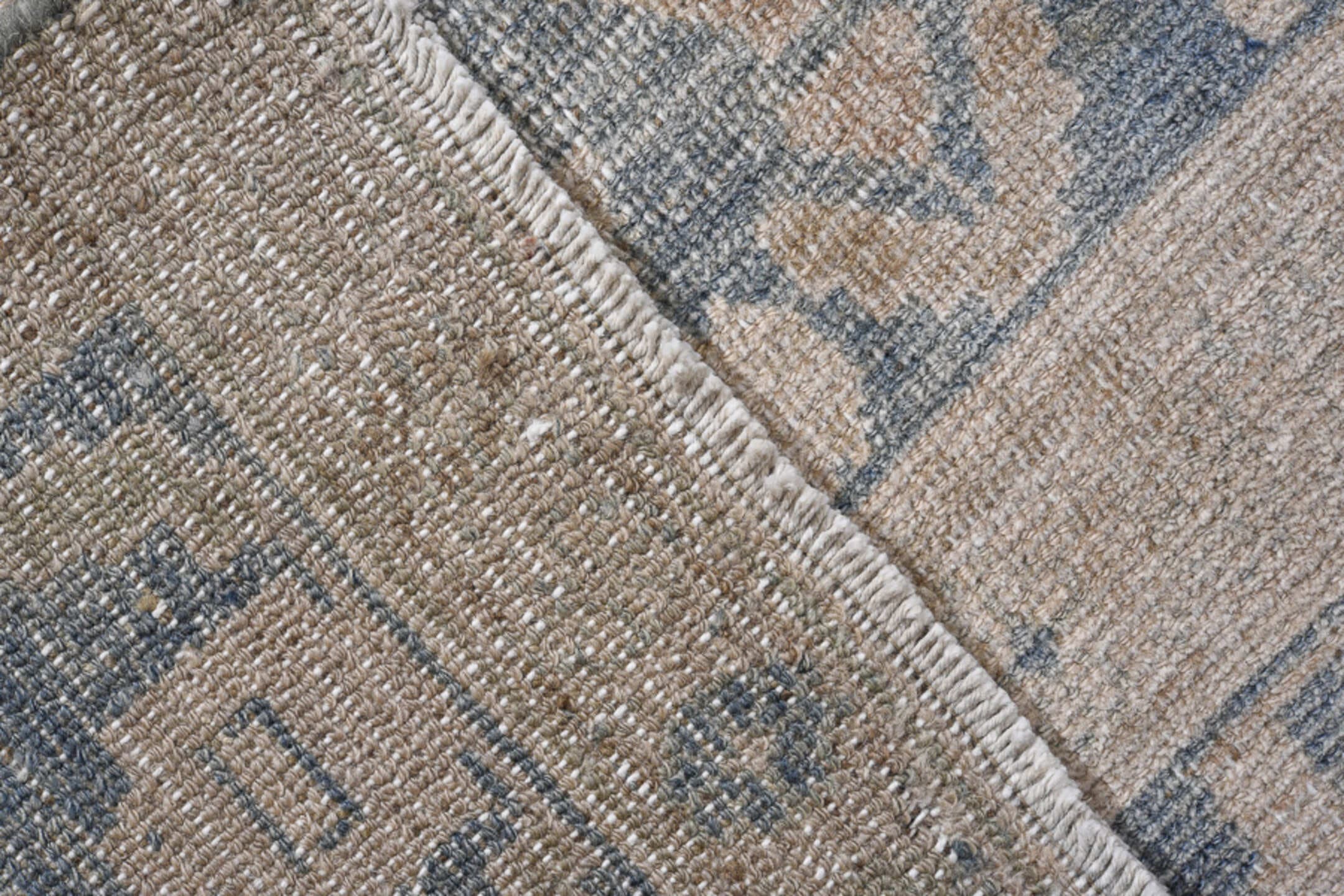 4' x 9' one-of-a-kind handmade antique NW Persian runner rug. Color palette: ivory, pale blue, beige, sand, taupe, camel