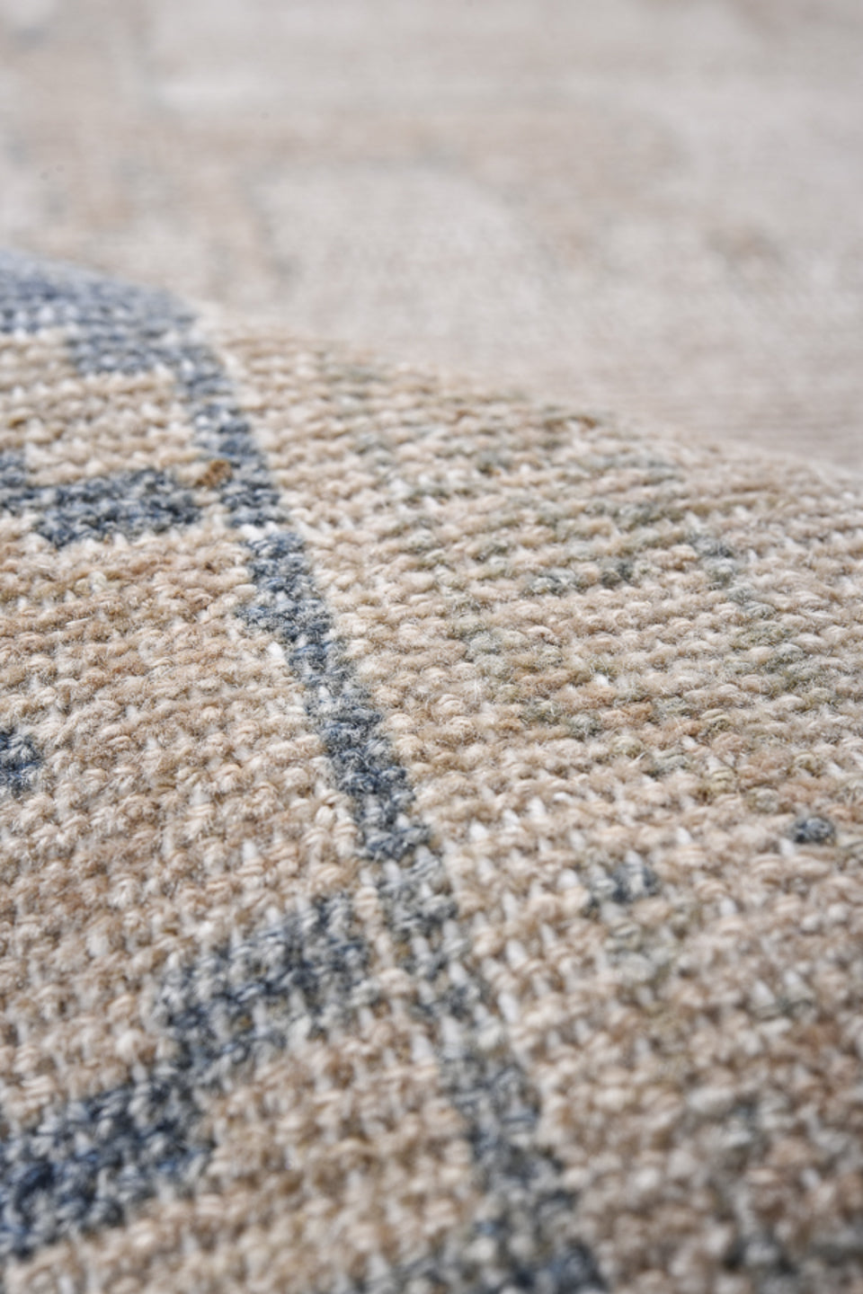 4' x 9' one-of-a-kind handmade antique NW Persian runner rug. Color palette: ivory, pale blue, beige, sand, taupe, camel