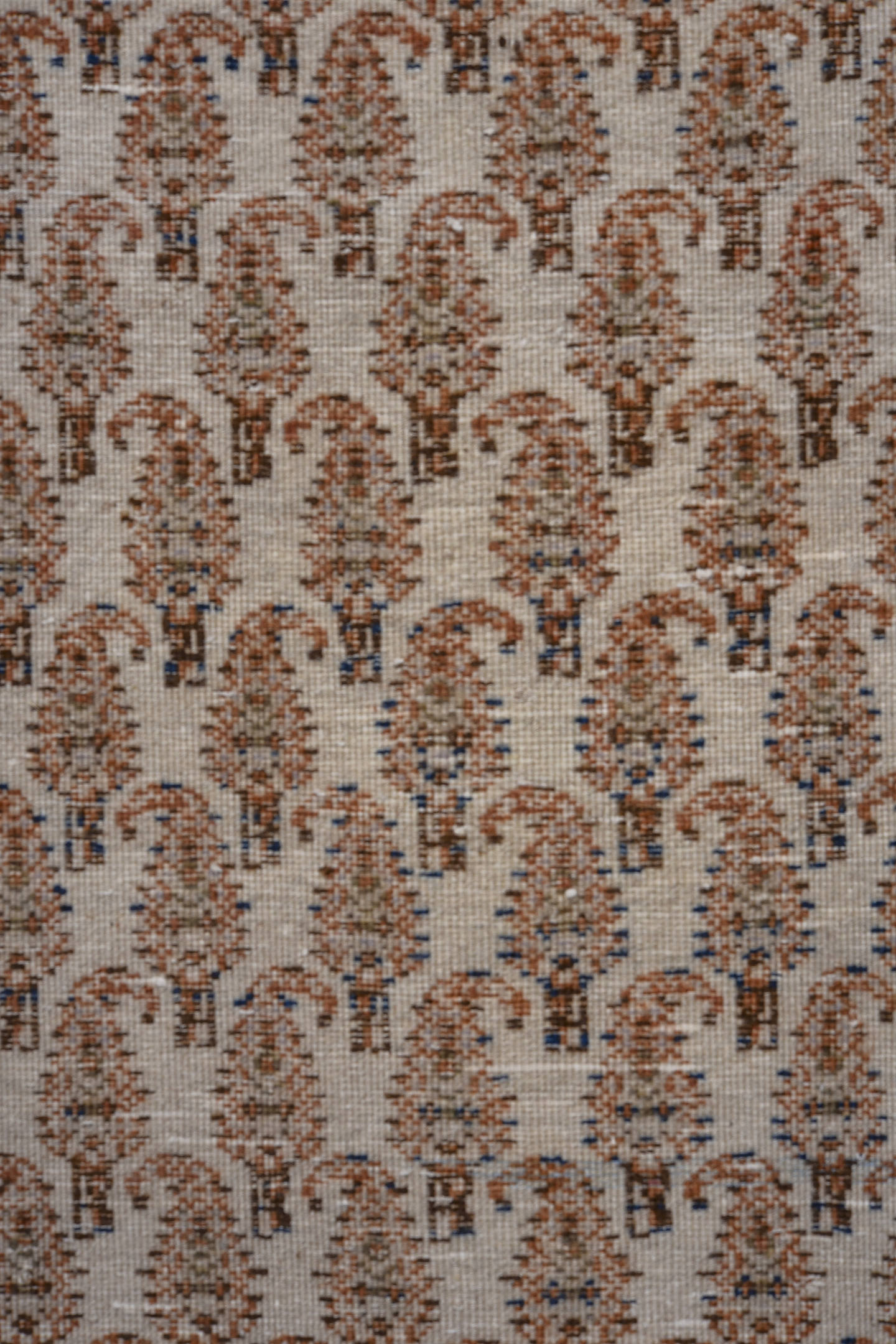 2' x 8' one-of-a-kind handmade antique Tabriz runner rug. Color palette: ivory, rust, camel, blue, rose, taupe, terracotta