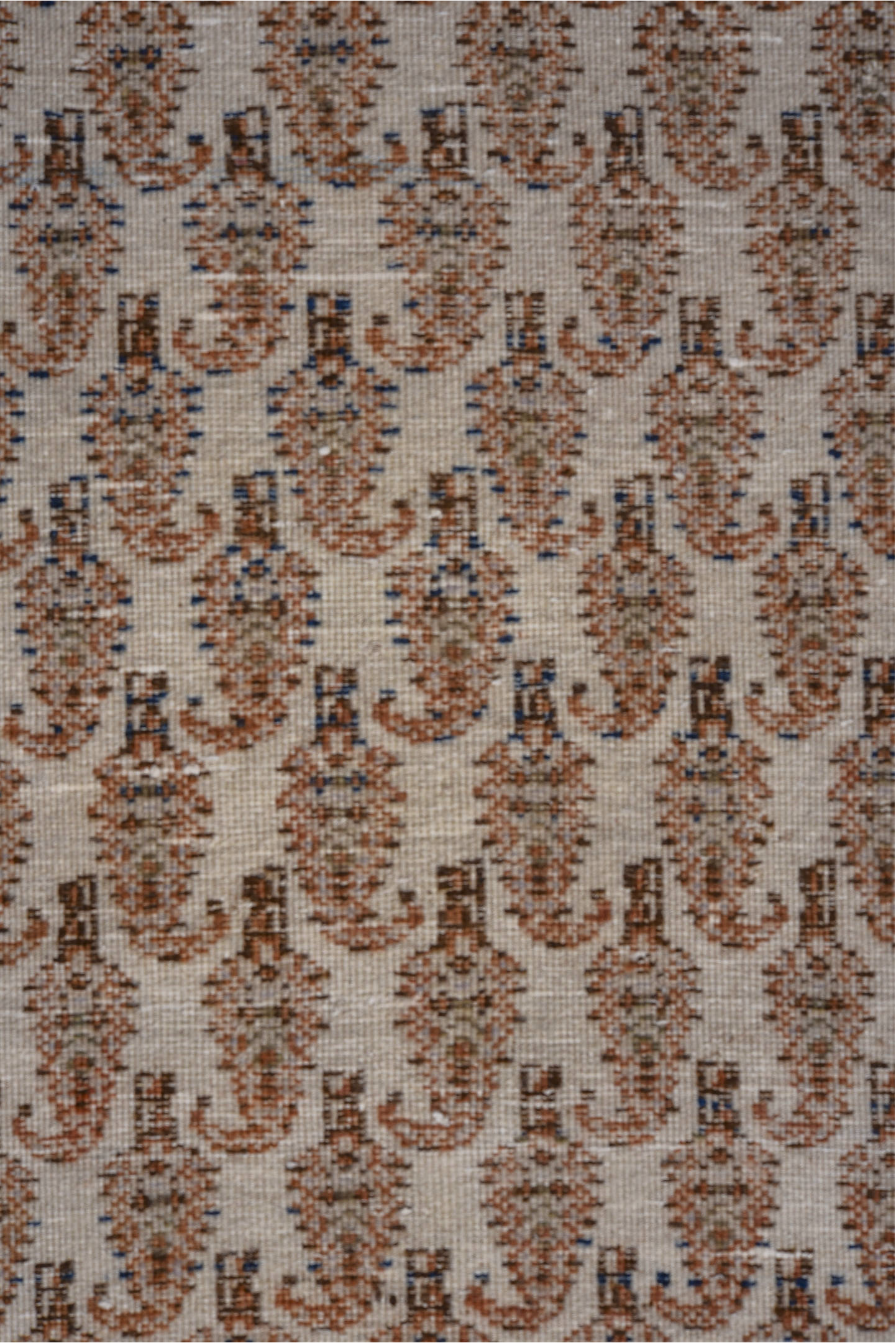 2' x 8' one-of-a-kind handmade vintage Tabriz runner rug. Color palette: blue, brown, fiord, gray, light gray, off-white