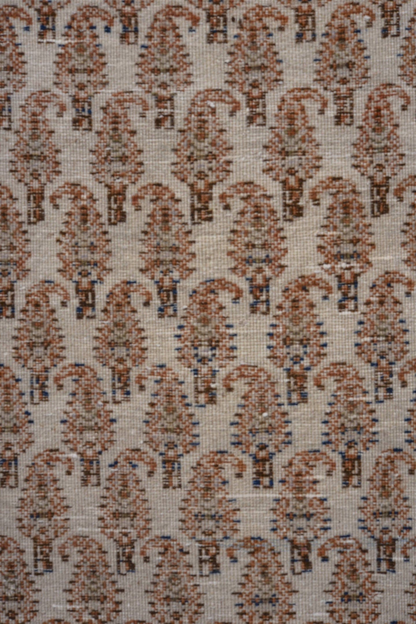 2' x 8' one-of-a-kind handmade antique Tabriz runner rug. Color palette: ivory, rust, camel, blue, rose, taupe, terracotta