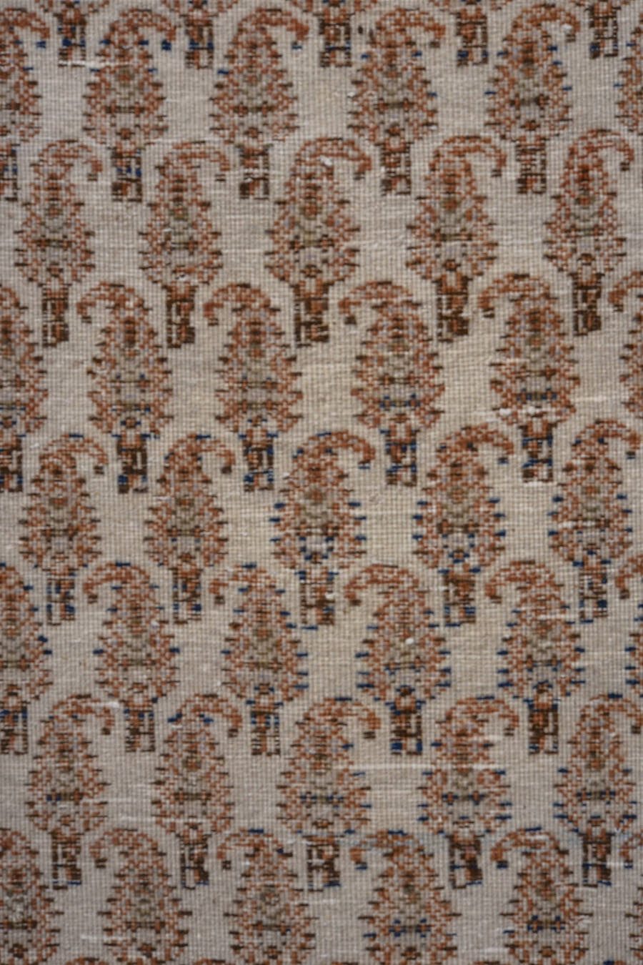 2' x 8' one-of-a-kind handmade antique Tabriz runner rug. Color palette: ivory, rust, camel, blue, rose, taupe, terracotta