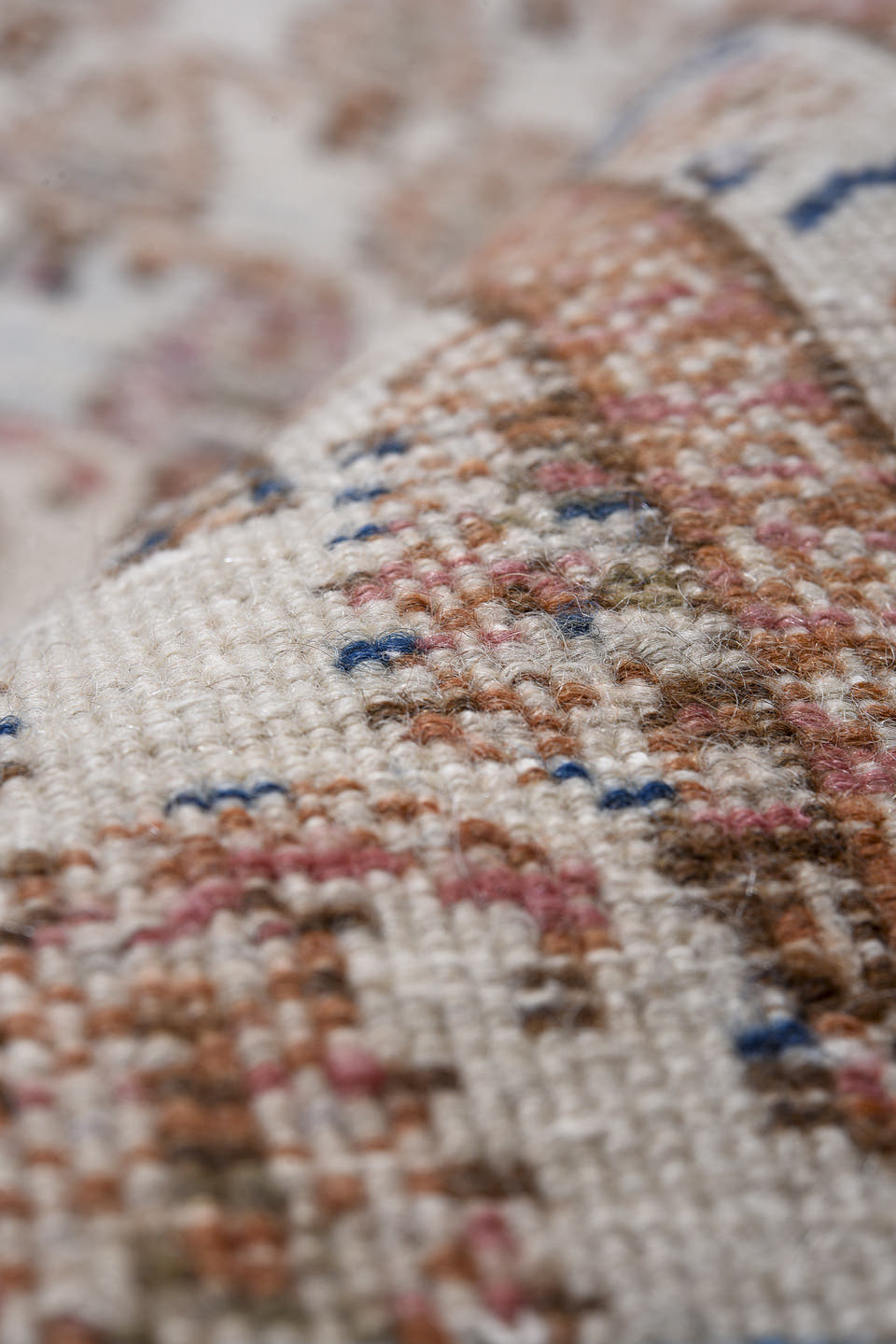 2' x 8' one-of-a-kind handmade antique Tabriz runner rug. Color palette: ivory, rust, camel, blue, rose, taupe, terracotta
