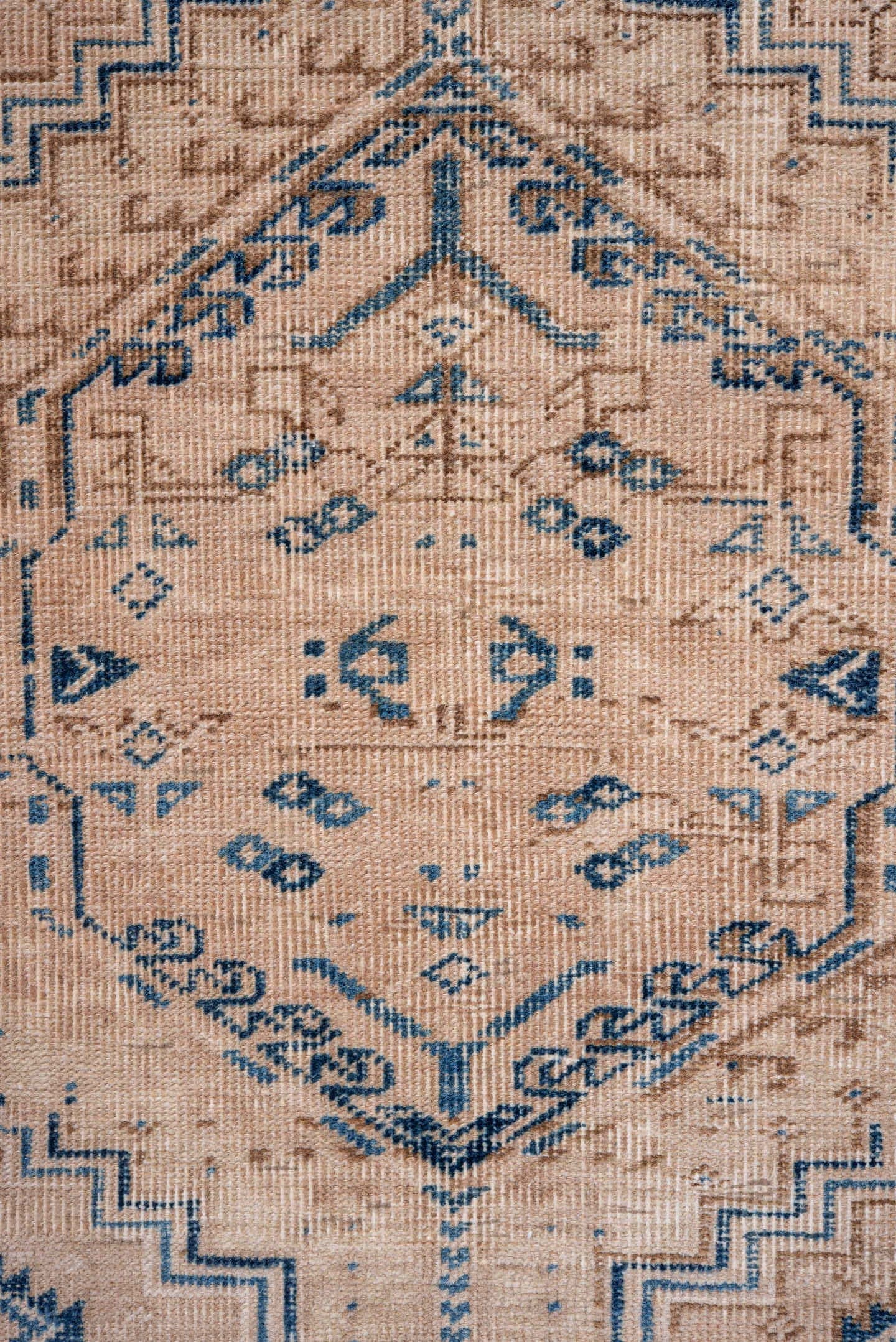 3' x 11' one-of-a-kind handmade vintage Sarab runner rug. Color palette: ivory, pale blue, beige, camel, taupe, light blue