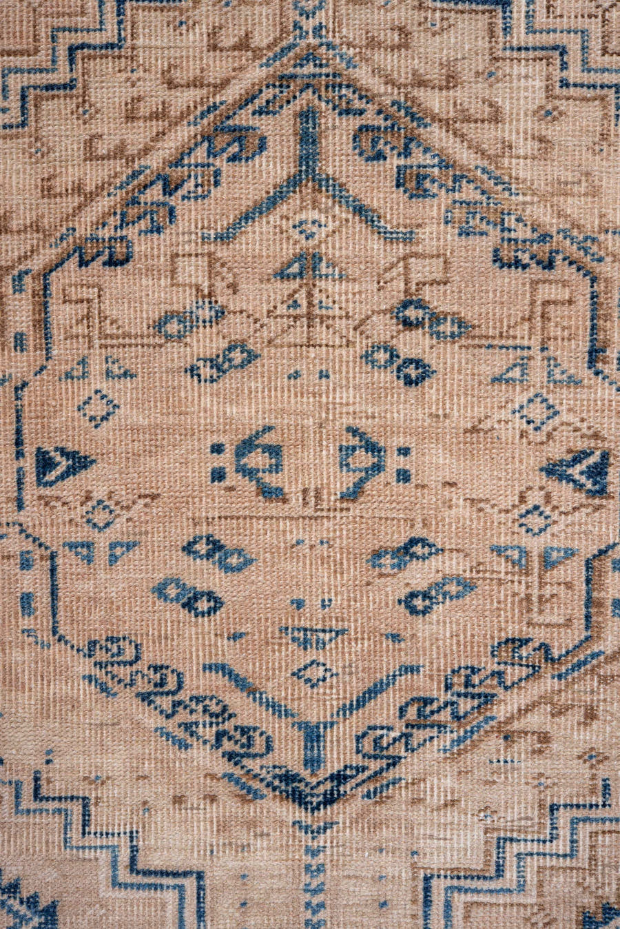 3' x 11' one-of-a-kind handmade vintage Sarab runner rug. Color palette: ivory, pale blue, beige, camel, taupe, light blue