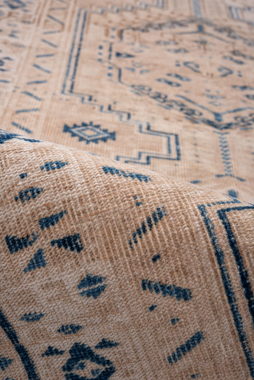 3' x 11' one-of-a-kind handmade vintage Sarab runner rug. Color palette: ivory, pale blue, beige, camel, taupe, light blue