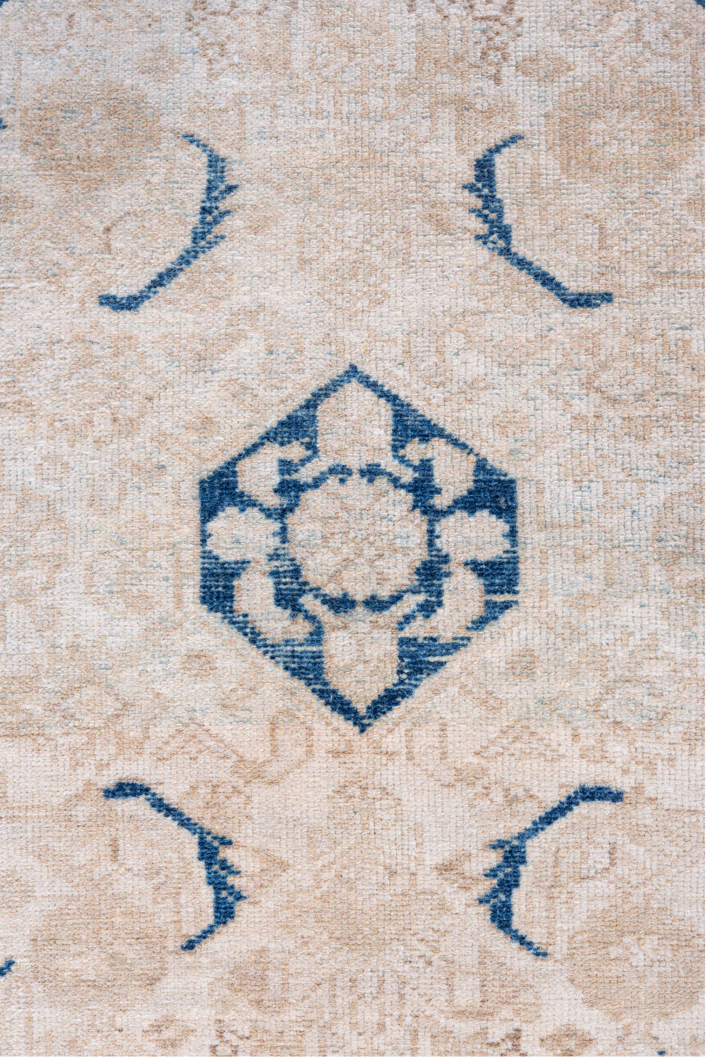 2' x 3' one-of-a-kind handmade antique Malayer small size rug. Color palette: ivory, beige, indigo, cream, taupe, purple