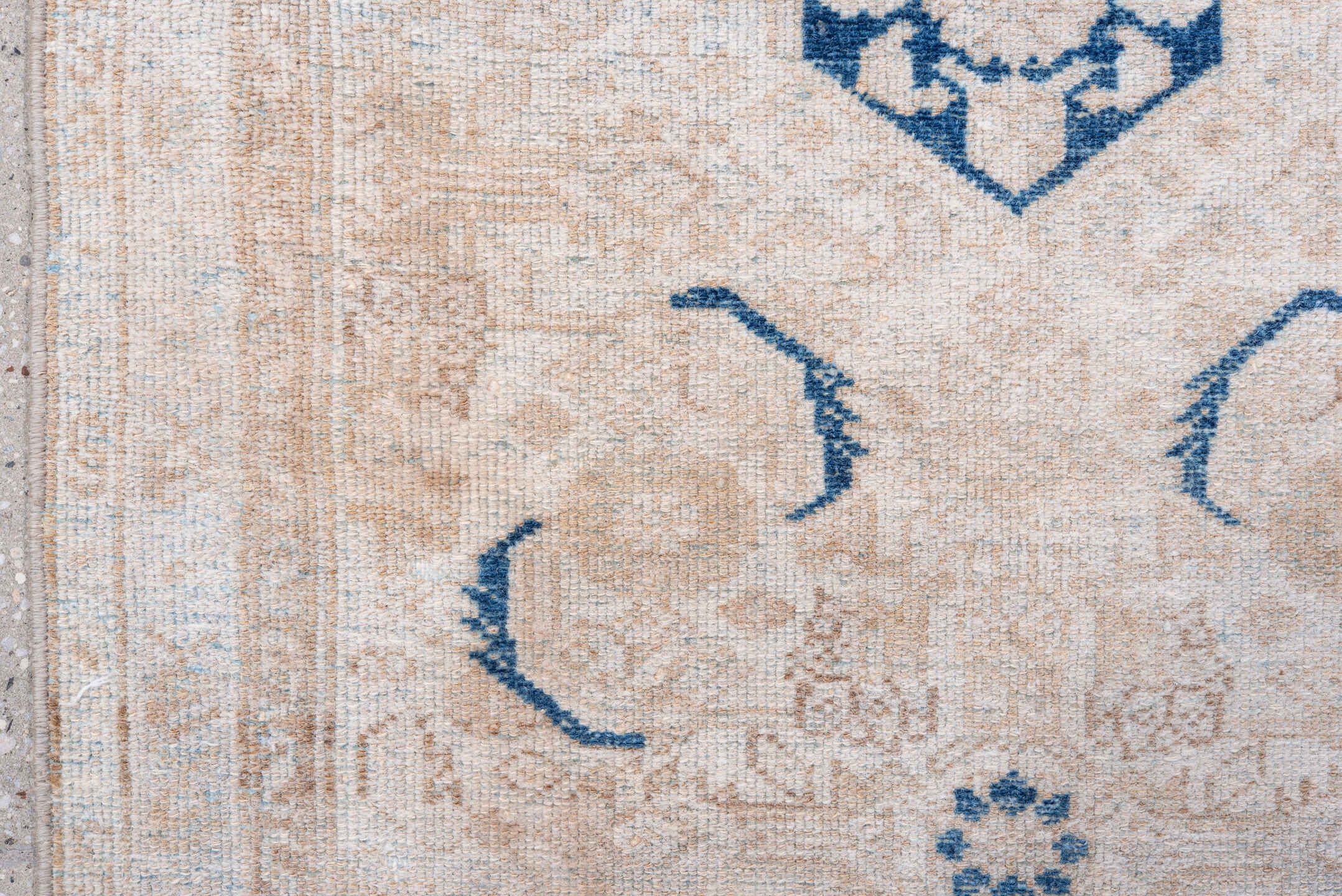 2' x 3' one-of-a-kind handmade antique Malayer small size rug. Color palette: ivory, beige, indigo, cream, taupe, purple