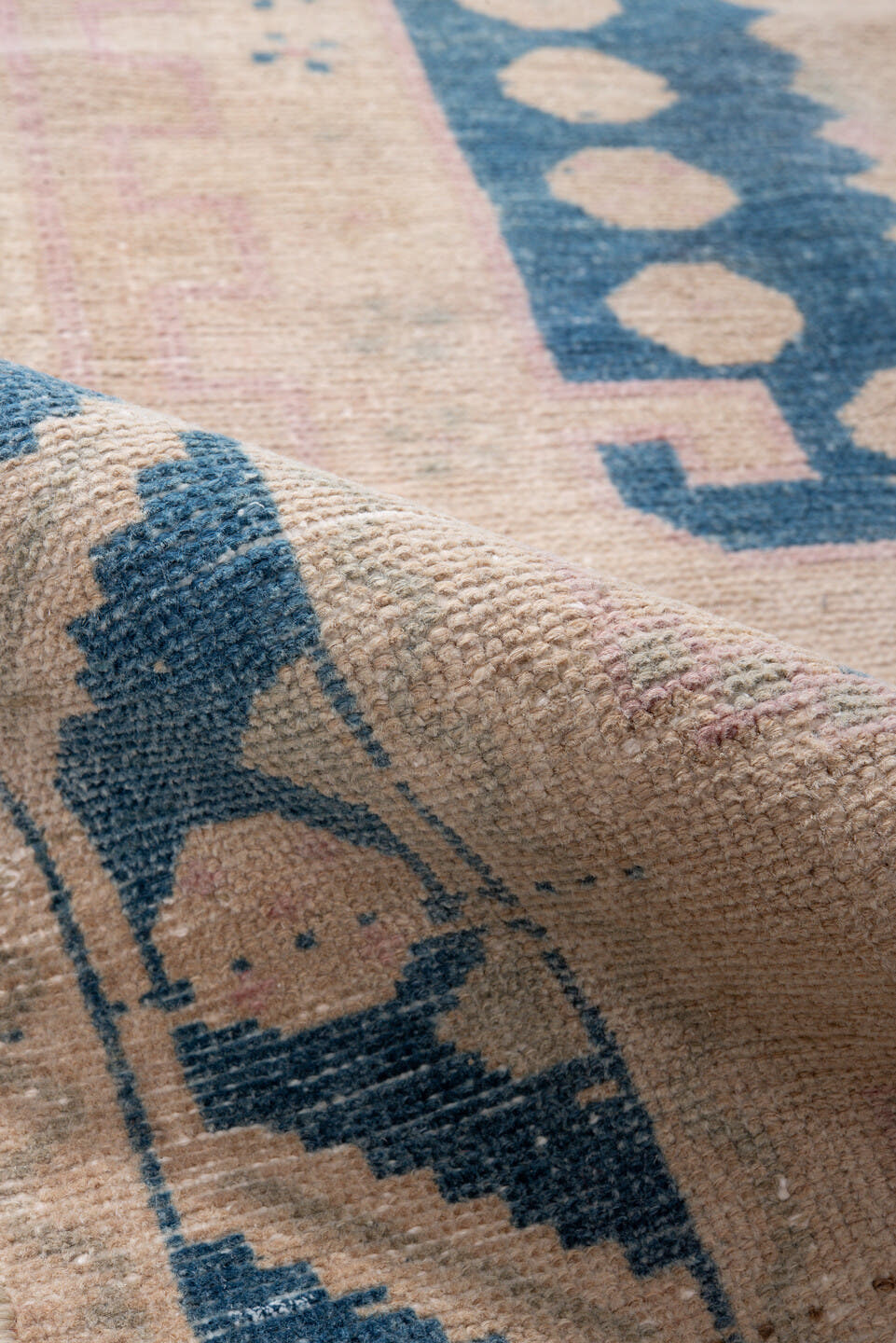 4' x 5' one-of-a-kind handmade vintage Hamadan small size rug. Color palette: ivory, blue, blush, cream, taupe, pink, beige