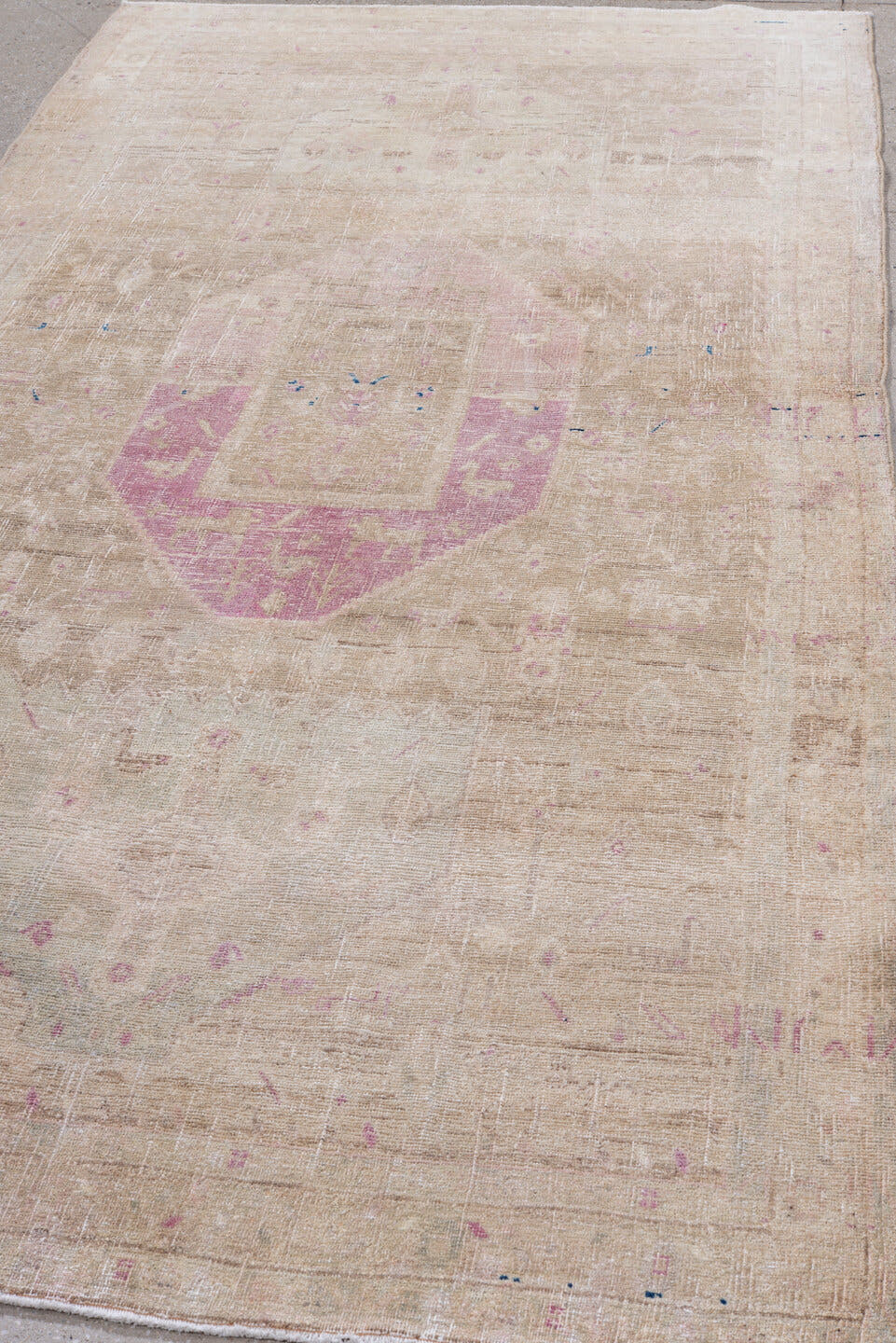 4' x 9' one-of-a-kind handmade antique Bidjar runner rug. Color palette: ivory, beige, blush, taupe, pink, pale blue, gray