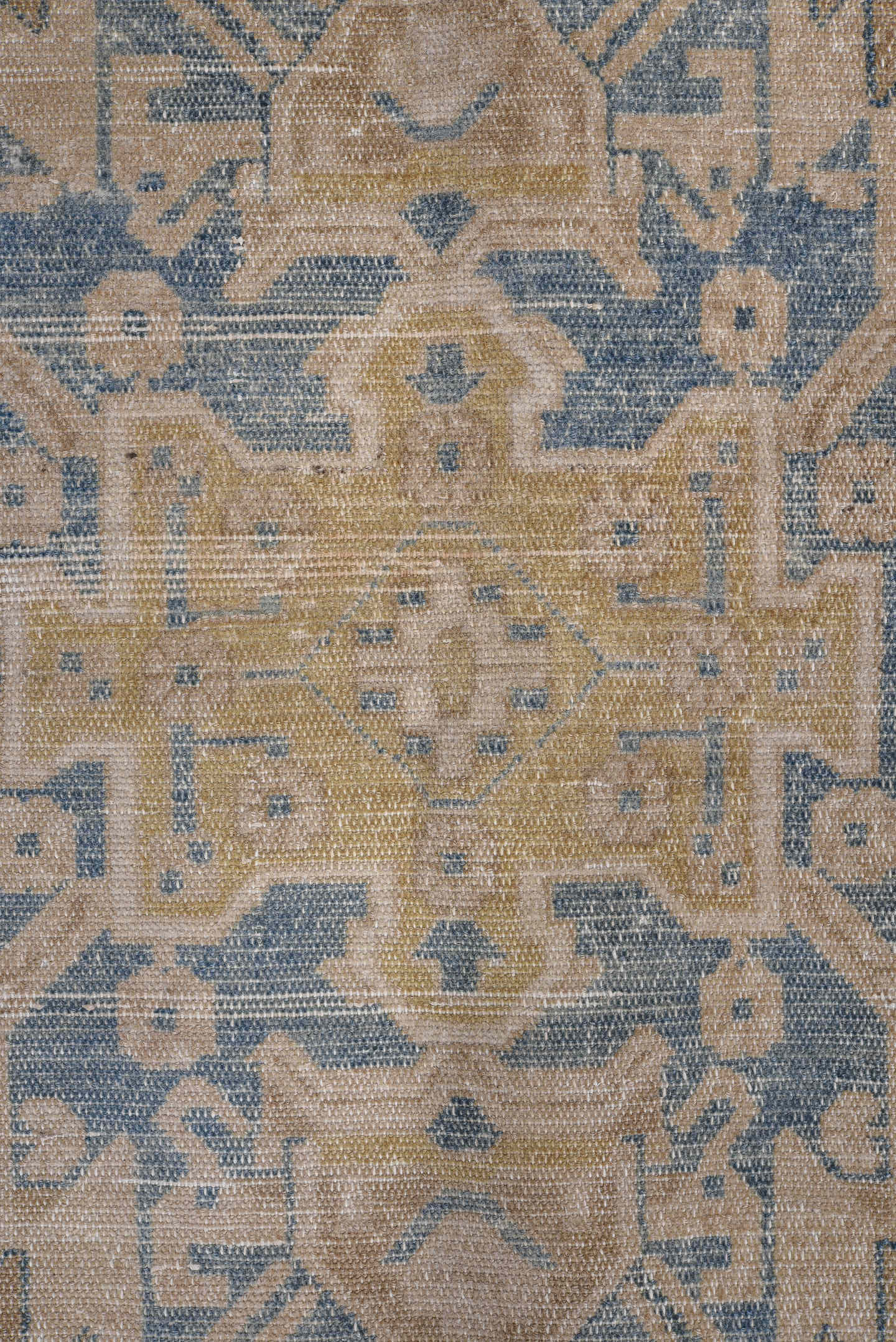 5' x 9' one-of-a-kind handmade antique Malayer medium size rug. Color palette: camel, tan, beige, pale blue, ivory, taupe