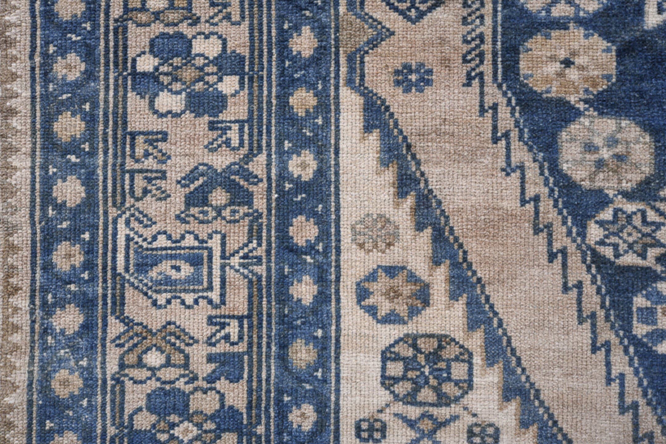 4' x 6' one-of-a-kind handmade antique Malayer small size rug. Color palette: ivory, navy, slate, taupe, camel, denim_blue