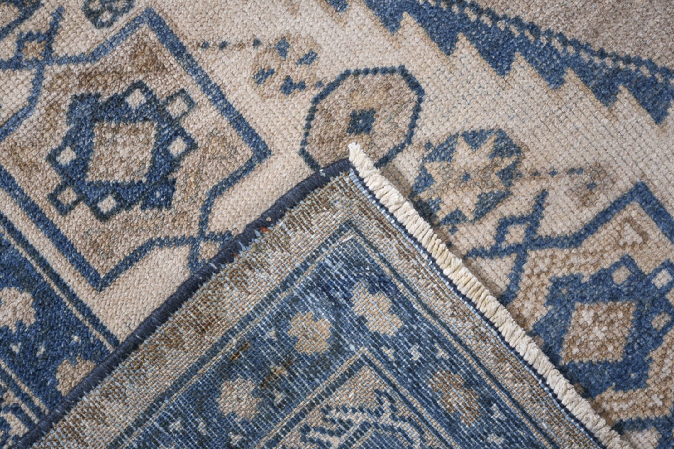 4' x 6' one-of-a-kind handmade antique Malayer small size rug. Color palette: ivory, navy, slate, taupe, camel, denim_blue