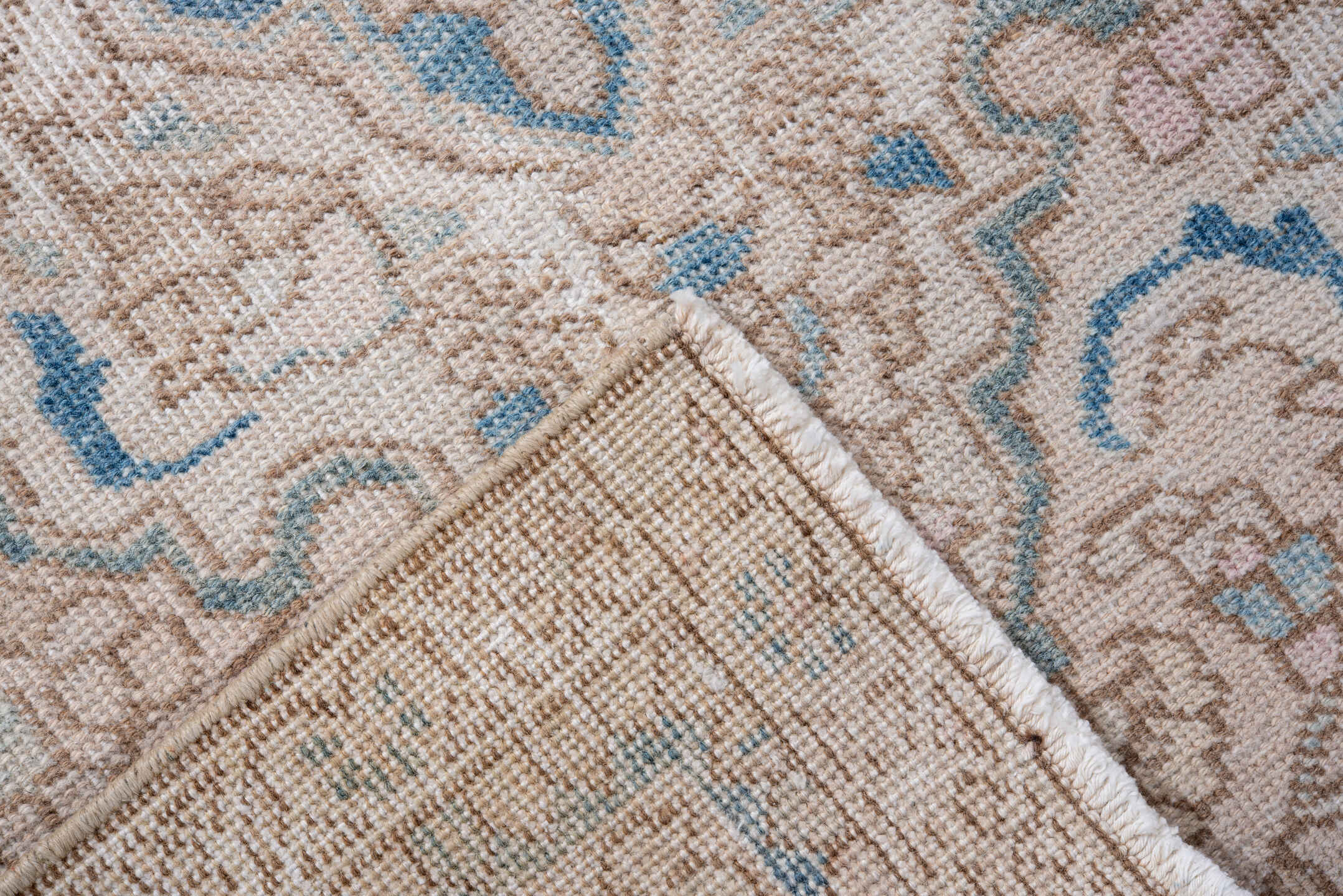 2' x 10' one-of-a-kind handmade vintage Sarab runner rug. Color palette: ivory, beige, sky_blue, taupe, camel, light blue