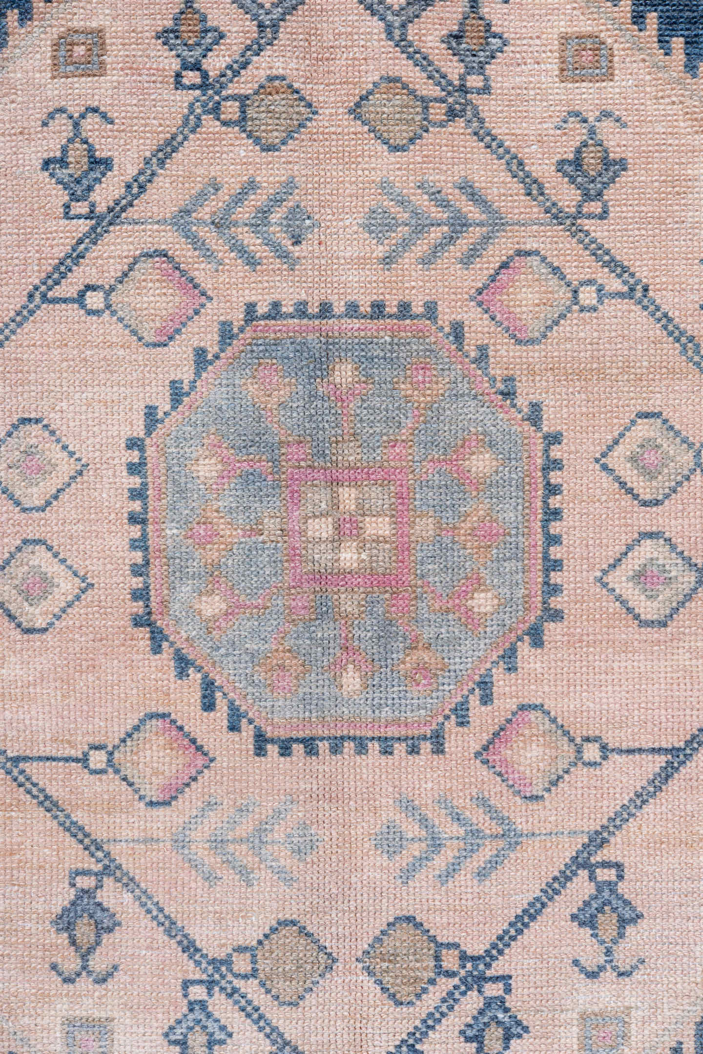 4' x 9' one-of-a-kind handmade antique Hamadan rug. Color palette: blush, indigo, ivory, dusty rose, slate, taupe, pink