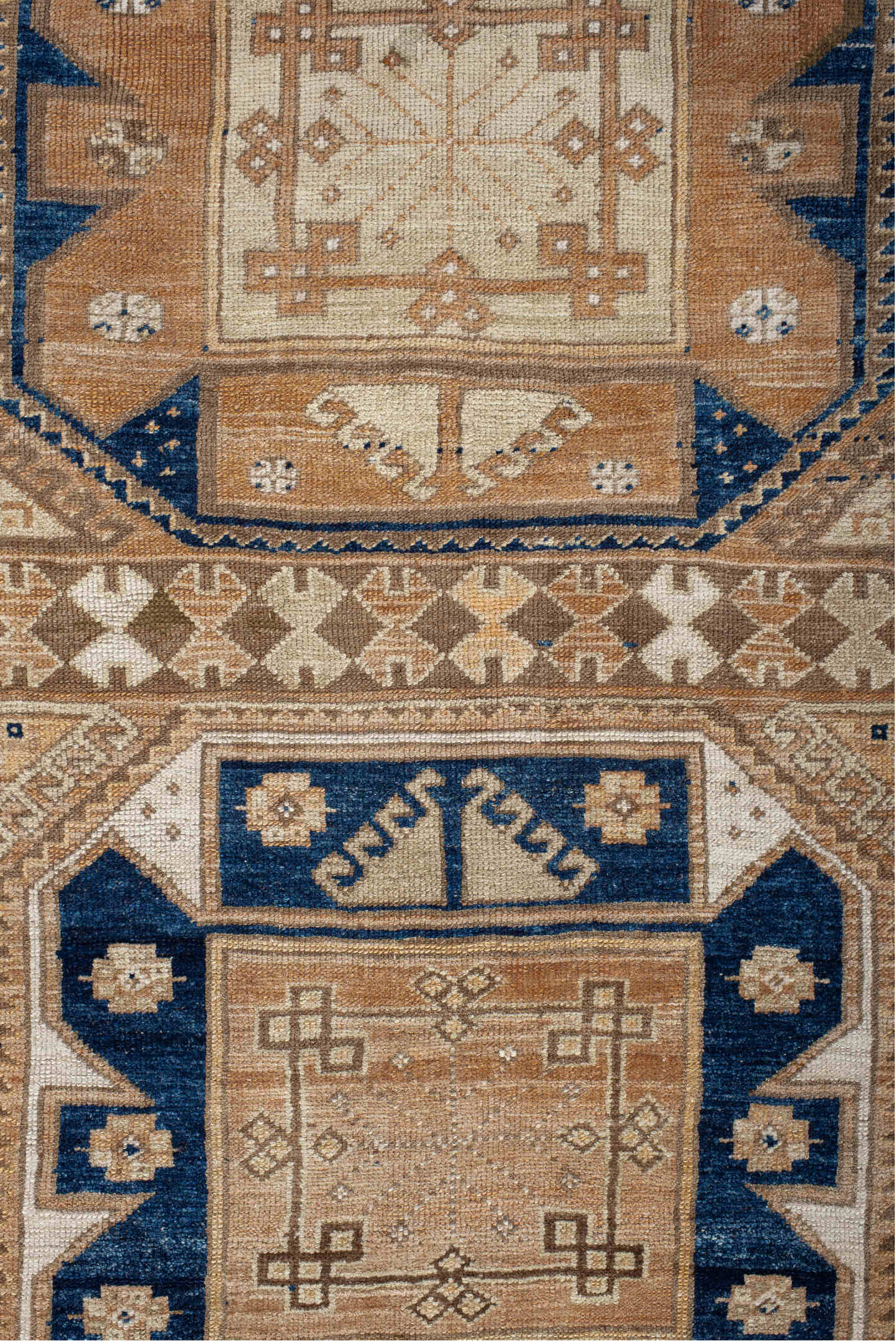 3' x 11' one-of-a-kind handmade vintage Oushak runner rug. Color palette: black, blue, brown, charcoal, dim gray, fiord