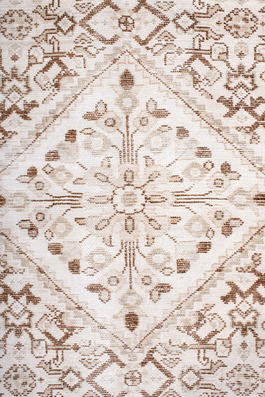 5' x 7' one-of-a-kind handmade antique Hamadan rug. Color palette: ivory, camel, taupe, sand, beige, light brown, gray
