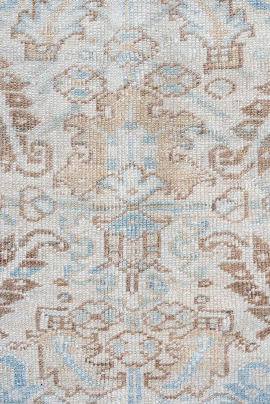6' x 8' one-of-a-kind handmade antique Heriz medium size rug. Color palette: ivory, powder_blue, taupe, light_brown, beige