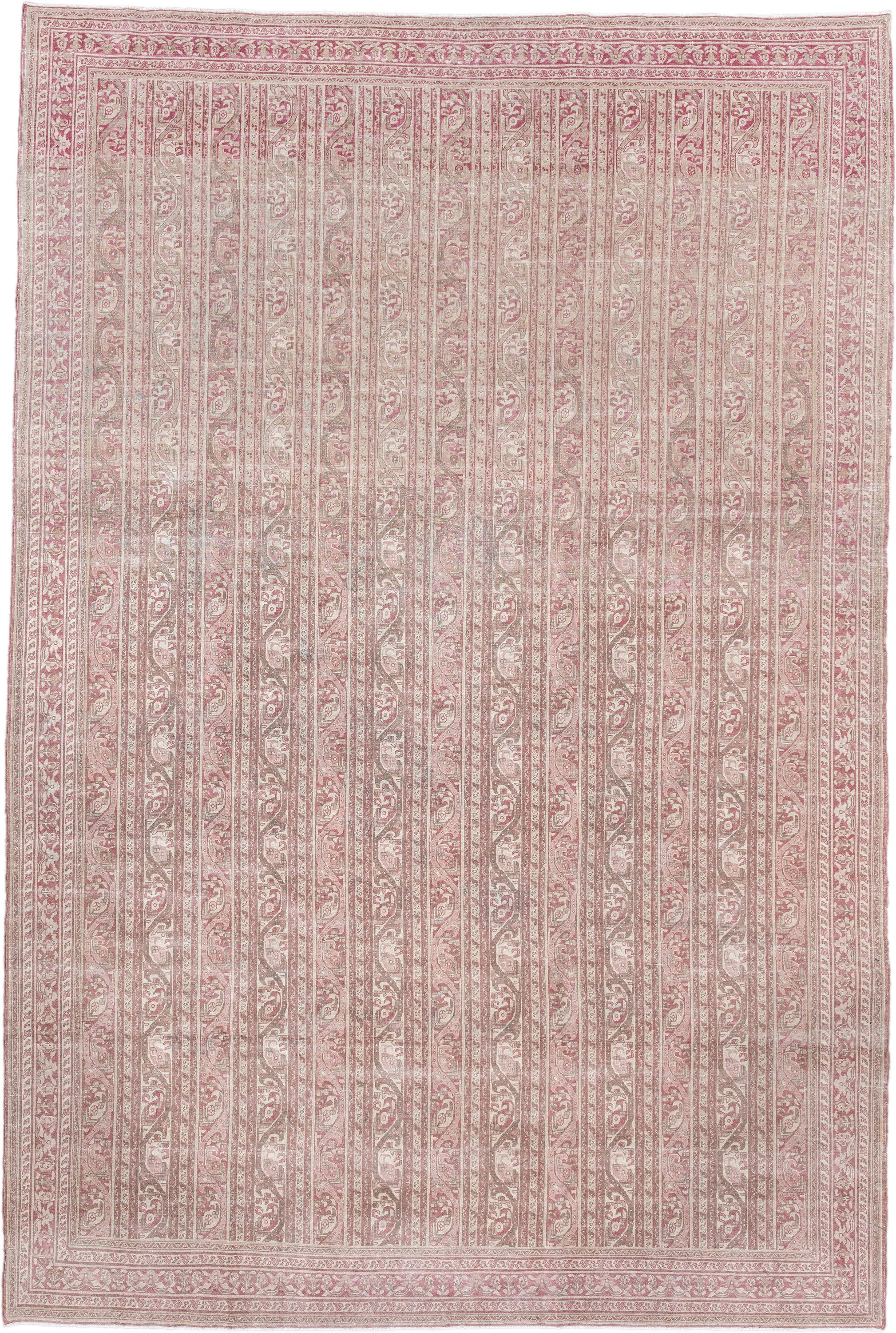 6' x 10' one-of-a-kind handmade vintage Sivas large size rug. Color palette: rose, ivory, blush, taupe, dusty pink, pink