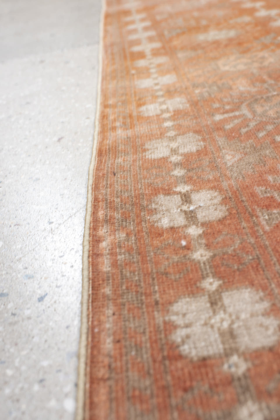 5' x 8' one-of-a-kind handmade antique Bokara medium size rug. Color palette: terra cotta, ivory, taupe, camel, sage