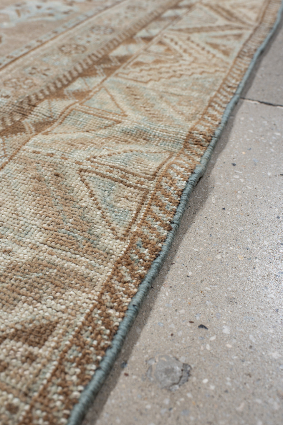 4' x 8' one-of-a-kind handmade vintage NW Persian runner rug. Color palette: taupe, ivory, brown, pale blue, camel, charcoal
