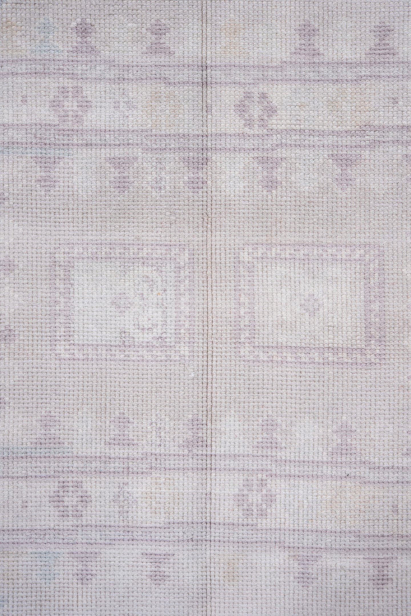 3' x 6' one-of-a-kind handmade vintage European small size rug. Color palette: ivory, blush, pale taupe, cream, dusty rose