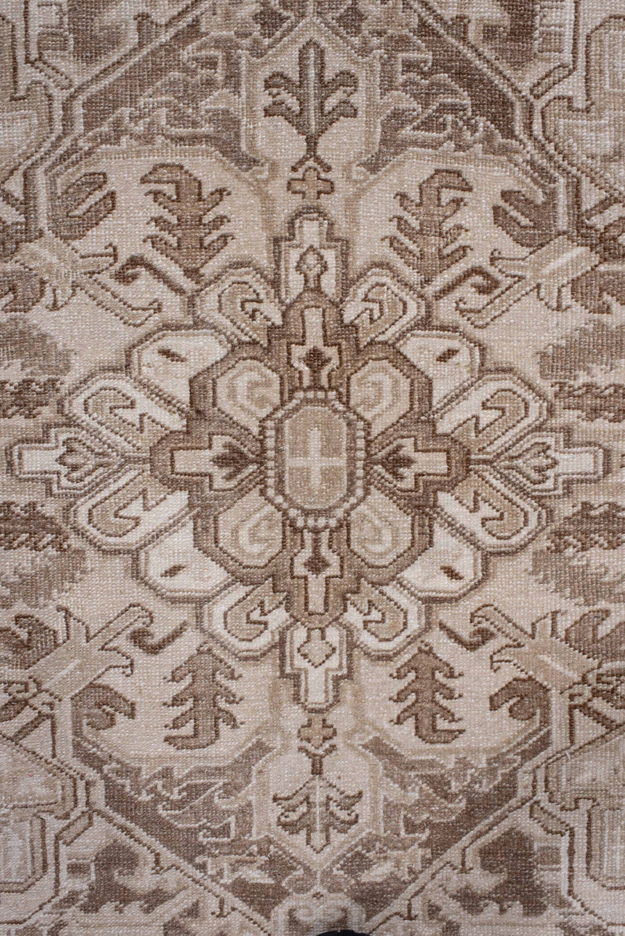 8' x 11' one-of-a-kind handmade antique Heriz large size rug. Color palette: taupe, ivory, beige, brown, camel, cream, gray