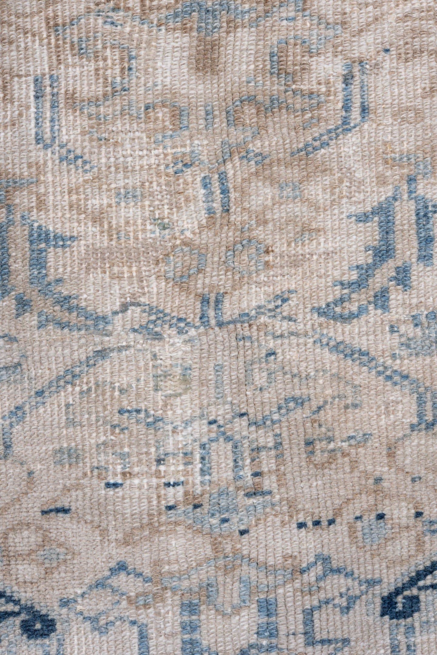7' x 8' one-of-a-kind handmade vintage Heriz rug. Color palette: ivory, blue, taupe, navy, beige, cream, gray
