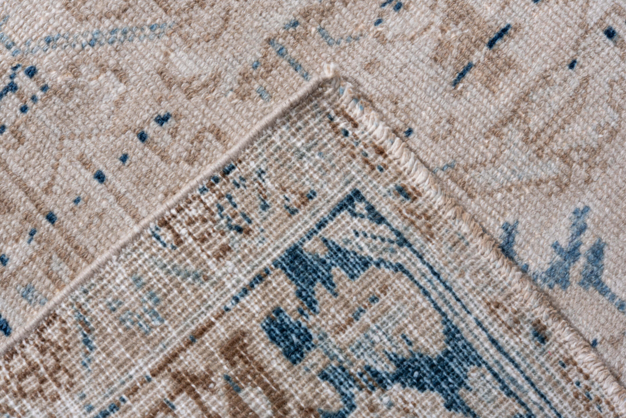 7' x 8' one-of-a-kind handmade vintage Heriz rug. Color palette: arapawa, blue, dark gray, fiord, gainsboro, gray