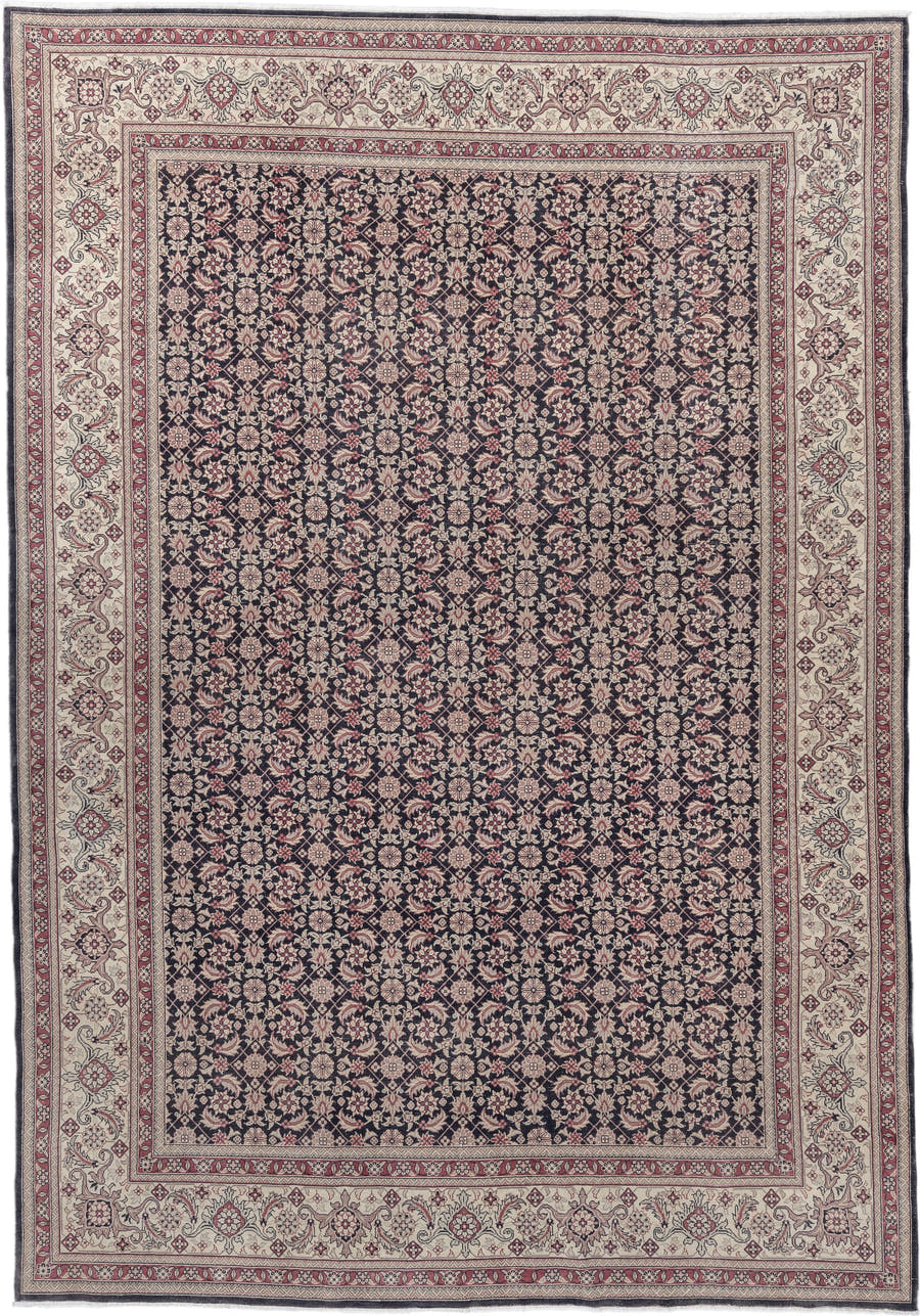 0' x 0' one-of-a-kind handmade vintage Sivas small size rug. Color palette: navy, ivory, terracotta, rose, taupe, charcoal