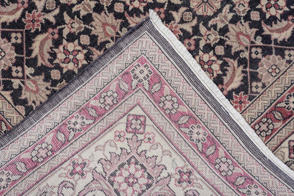 0' x 0' one-of-a-kind handmade vintage Sivas small size rug. Color palette: navy, ivory, terracotta, rose, taupe, charcoal