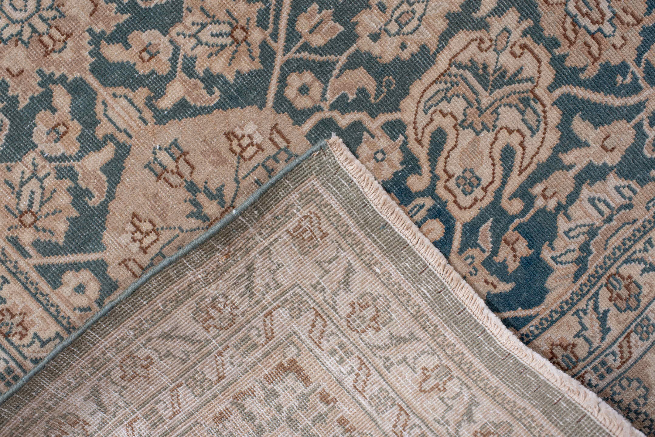 8' x 11' one-of-a-kind handmade vintage Sivas large size rug. Color palette: black, blue, brown, dim gray, gray, light gray