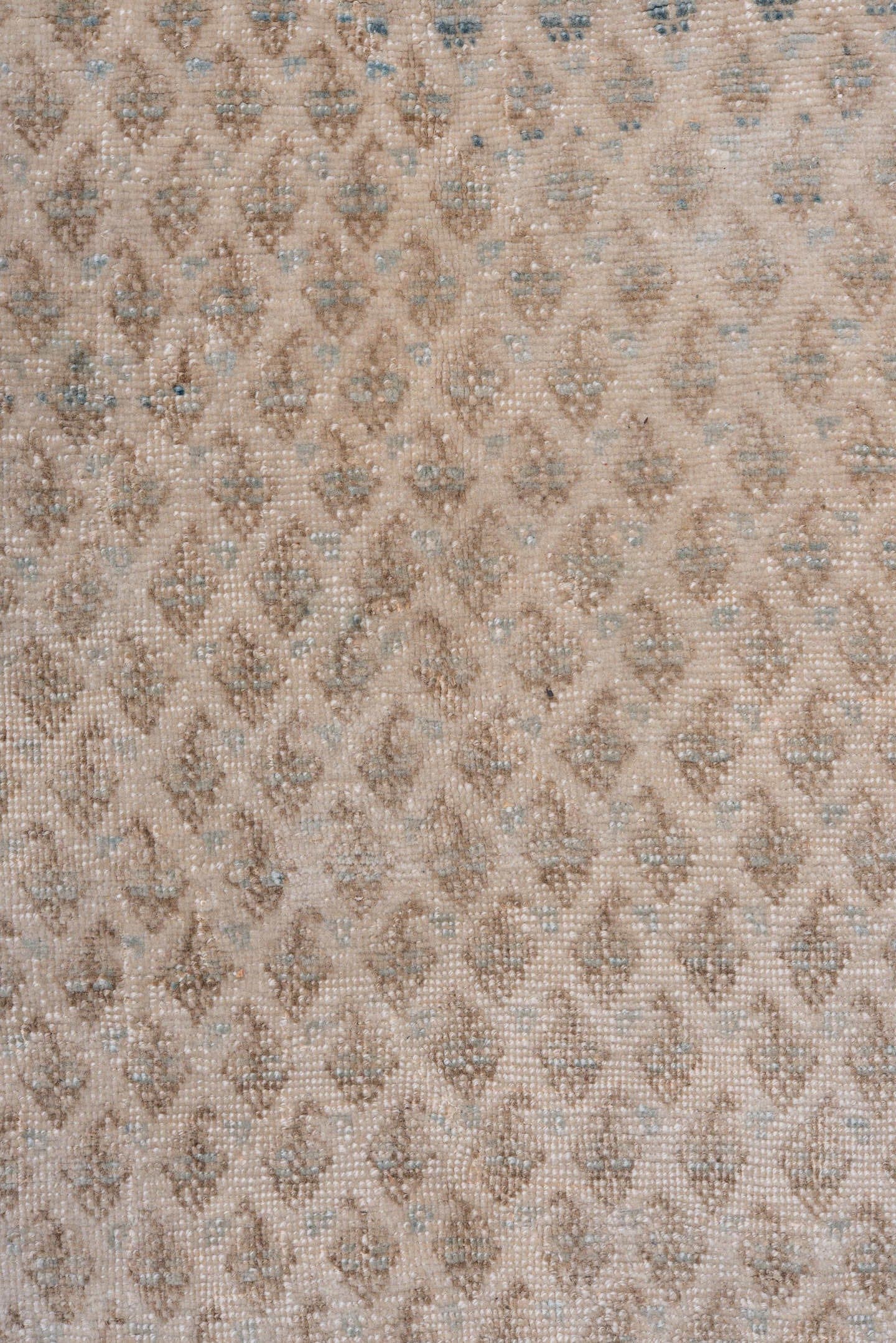 6' x 9' one-of-a-kind handmade antique Saraband medium size rug. Color palette: ivory, beige, taupe, pale blue, cream, gray