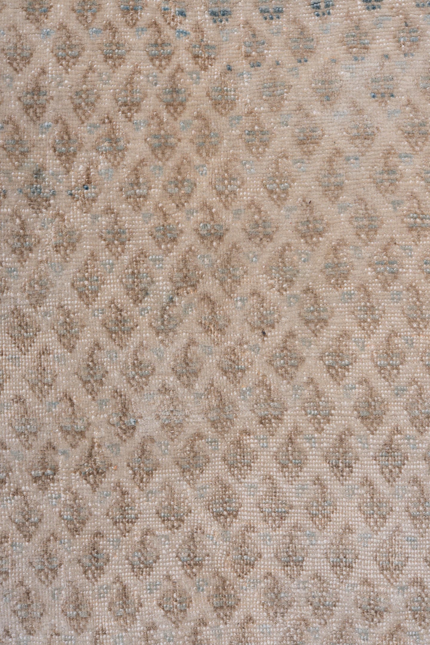 6' x 9' one-of-a-kind handmade antique Saraband medium size rug. Color palette: ivory, beige, taupe, pale blue, cream, gray
