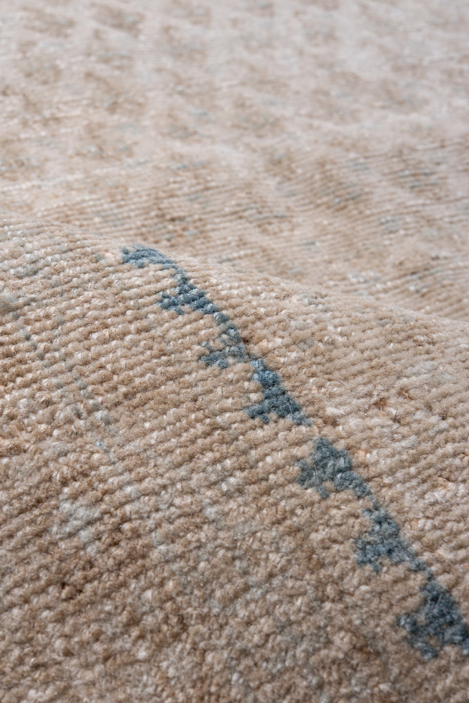 6' x 9' one-of-a-kind handmade antique Saraband medium size rug. Color palette: ivory, beige, taupe, pale blue, cream, gray
