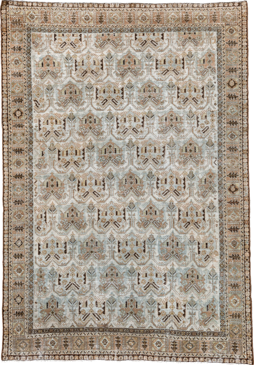 4' x 6' one-of-a-kind handmade vintage Afshar small size rug. Color palette: brown, dark gray, gainsboro, gray, light gray