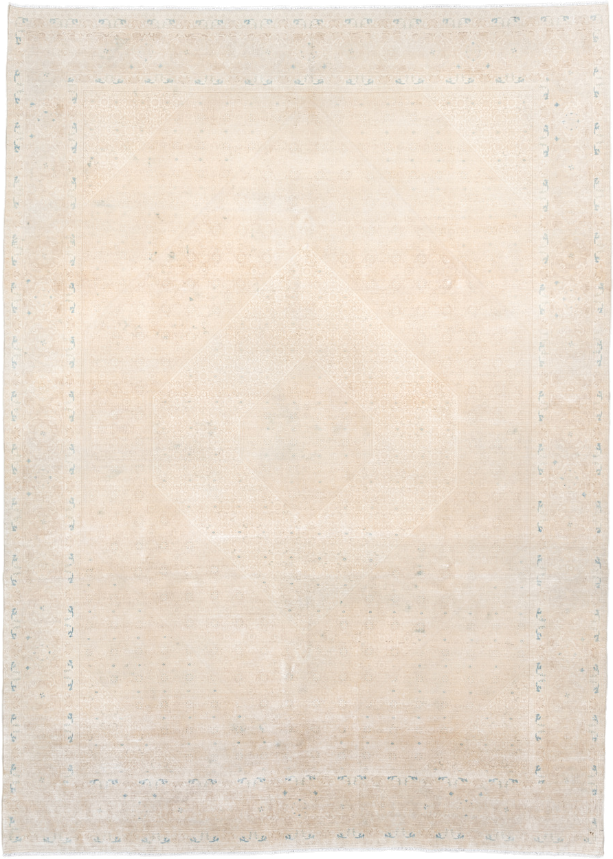 8' x 11' one-of-a-kind handmade antique Bidjar large size rug. Color palette: ivory, cream, beige, pale blue, sand