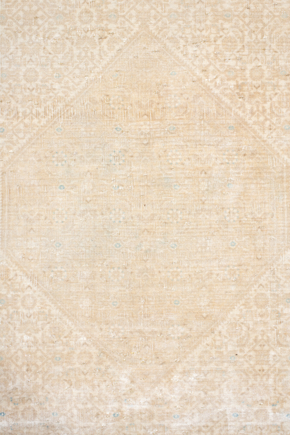 8' x 11' one-of-a-kind handmade antique Bidjar large size rug. Color palette: ivory, cream, beige, pale blue, sand